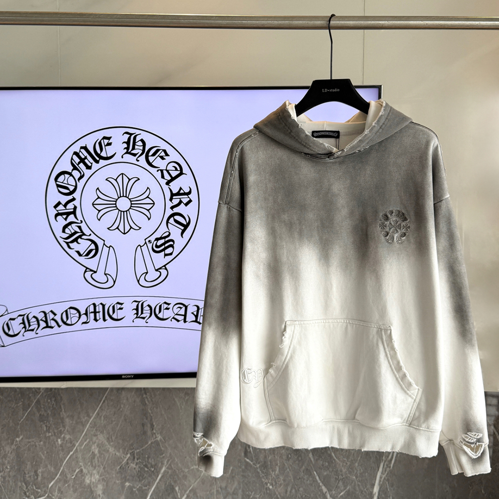 Cross Applique Embroidery Print Long Sleeve Hoodies