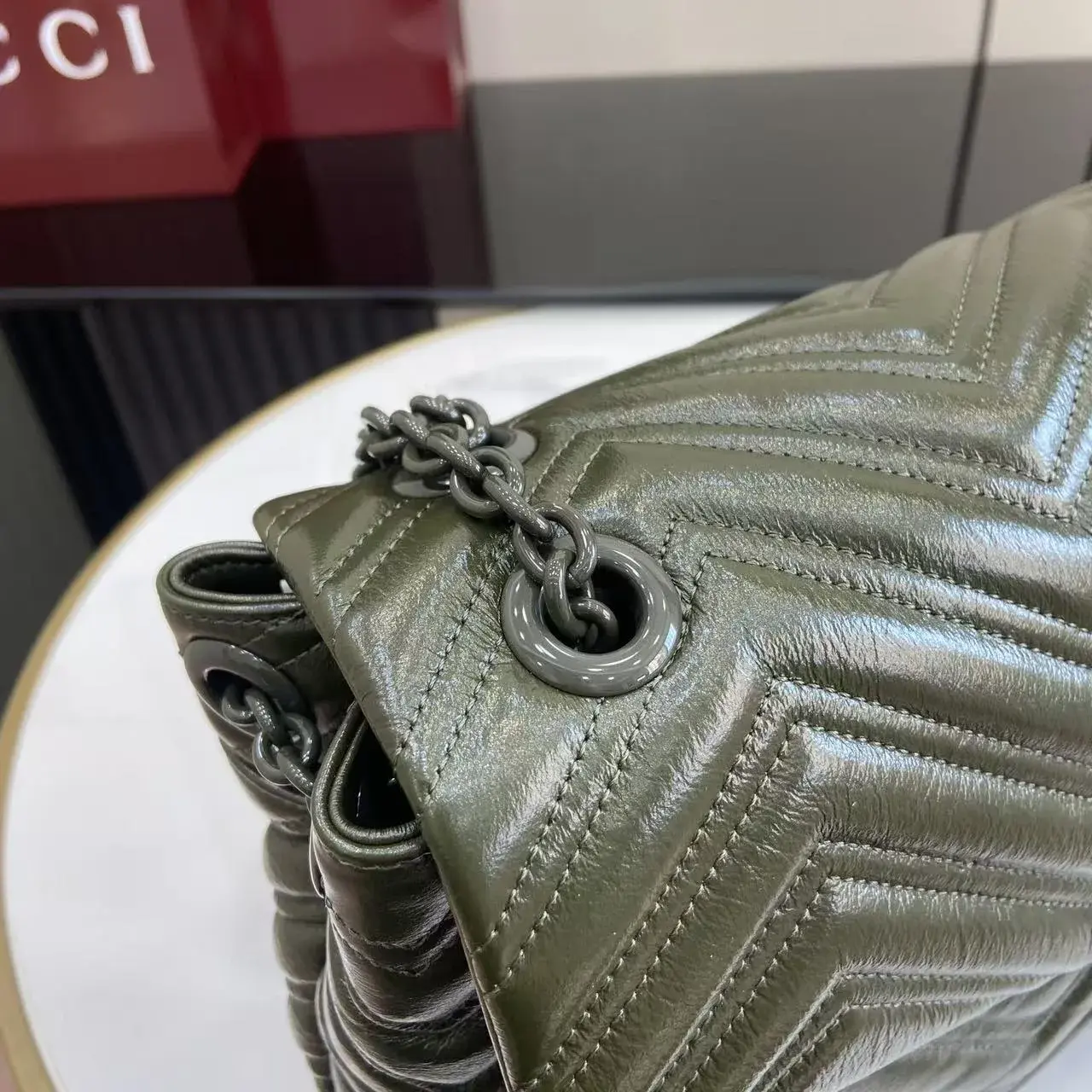 Gucci Marmont Green GG Supreme Canvas Shoulder Bag product photo from LabelPicks