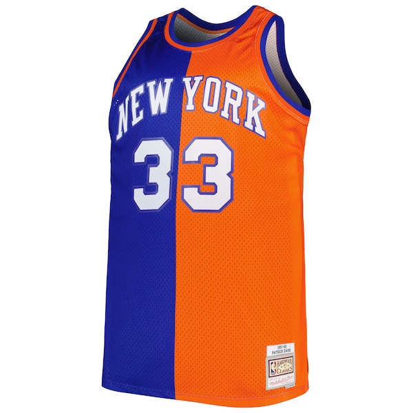 Patrick Ewing New York Knicks Big & Tall Hardwood Classics 1991/92 Split Swingman Jersey - Blue/Orange