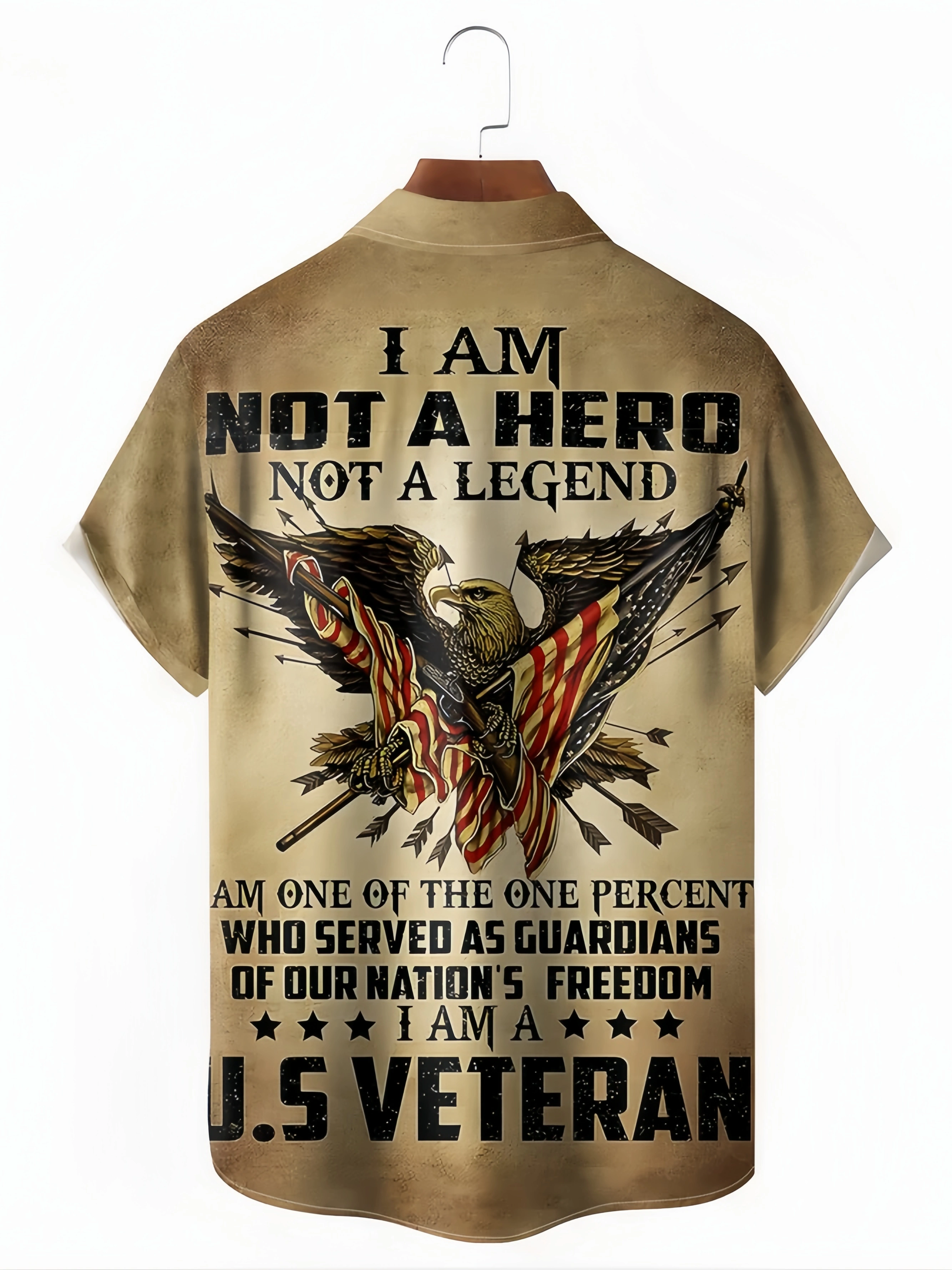 American Eagle Flag Chest Pocket Short Sleeve Casual Shirt