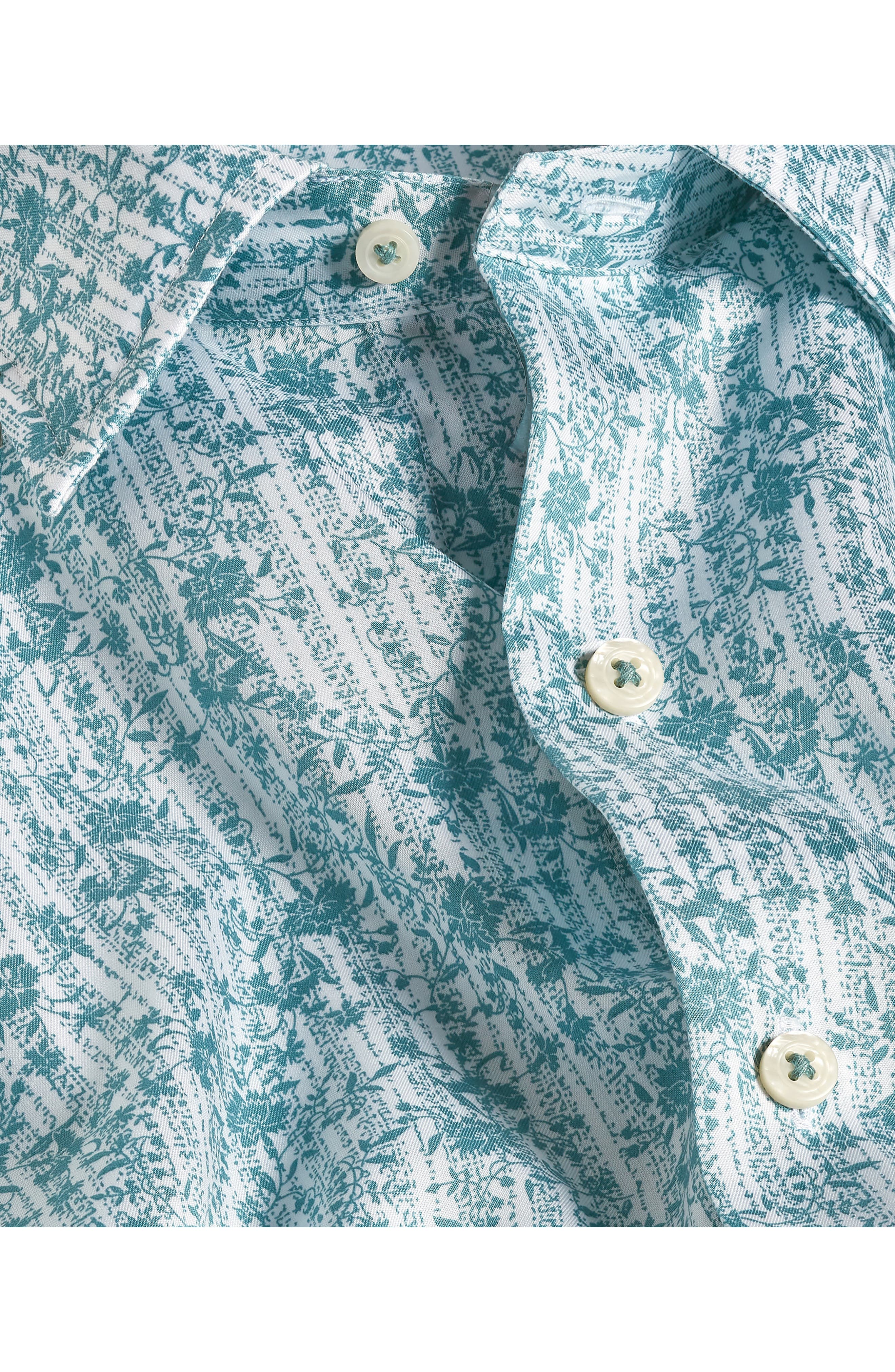 David Donahue Floral Print Lyocell Short Sleeve Shirt