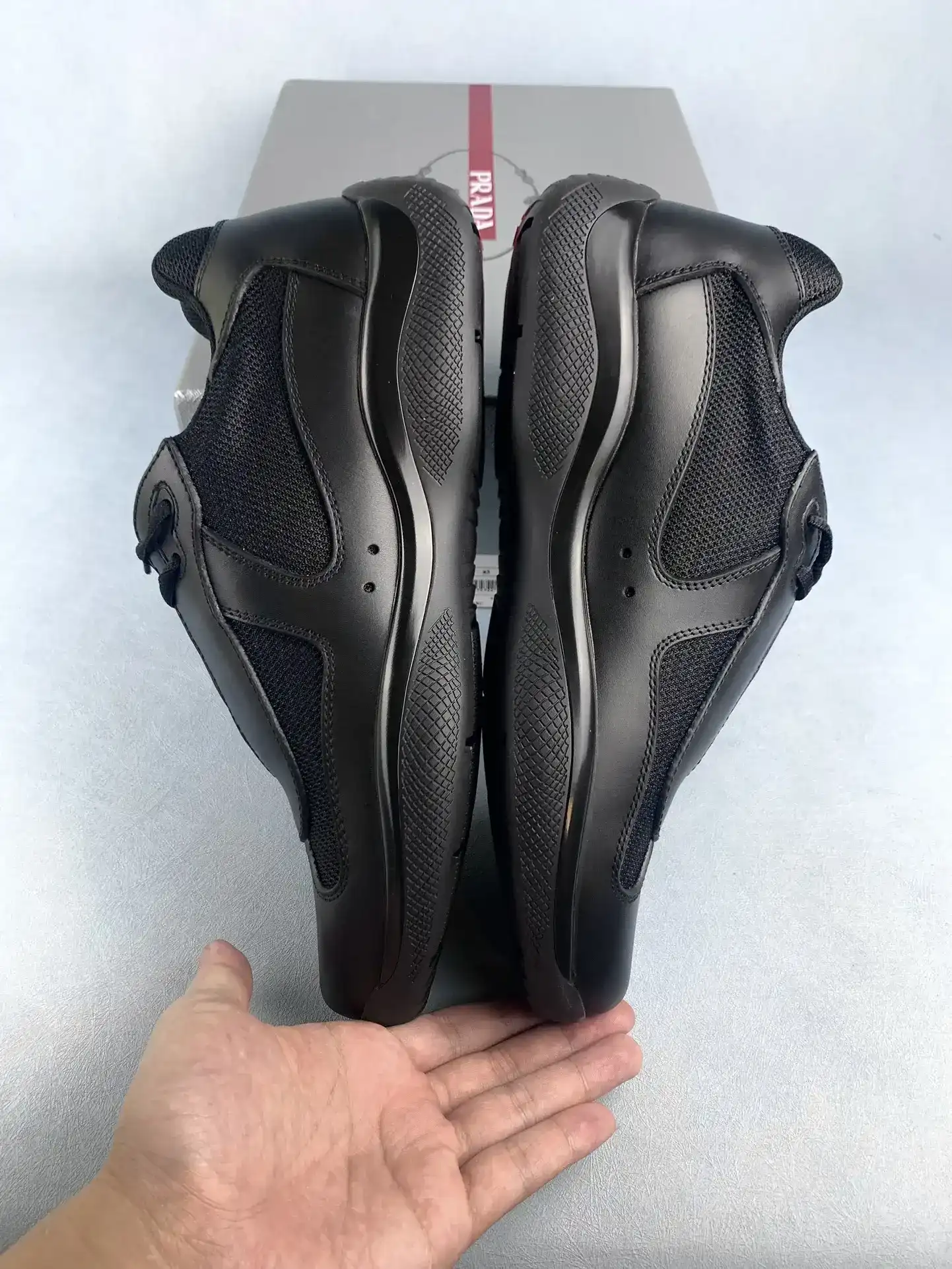 Prada America's Cup fabric and leather sneakers product photo from LabelPicks