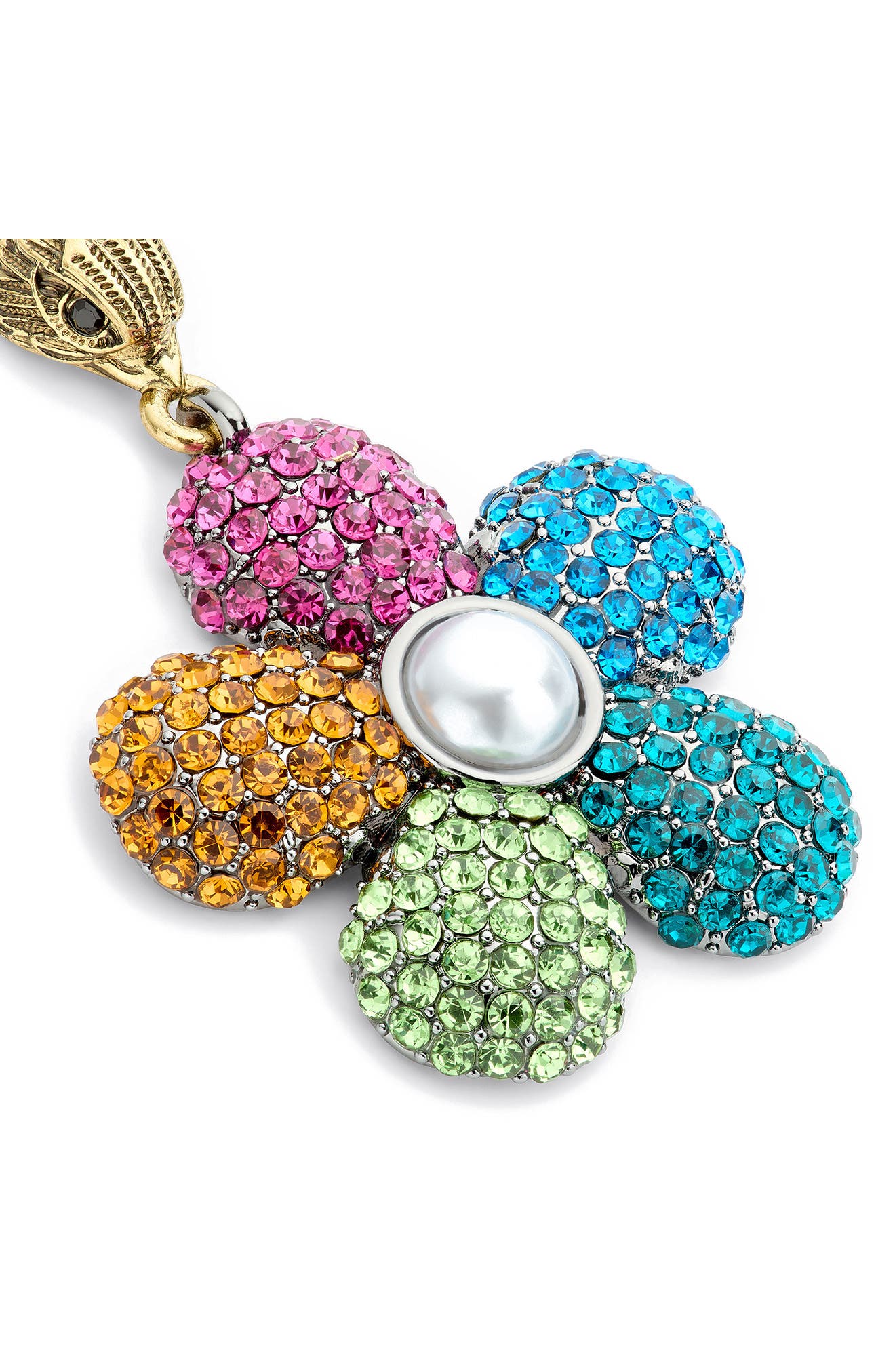 Kurt Geiger London Pavé Crystal & Faux Pearl Flower Drop Earrings