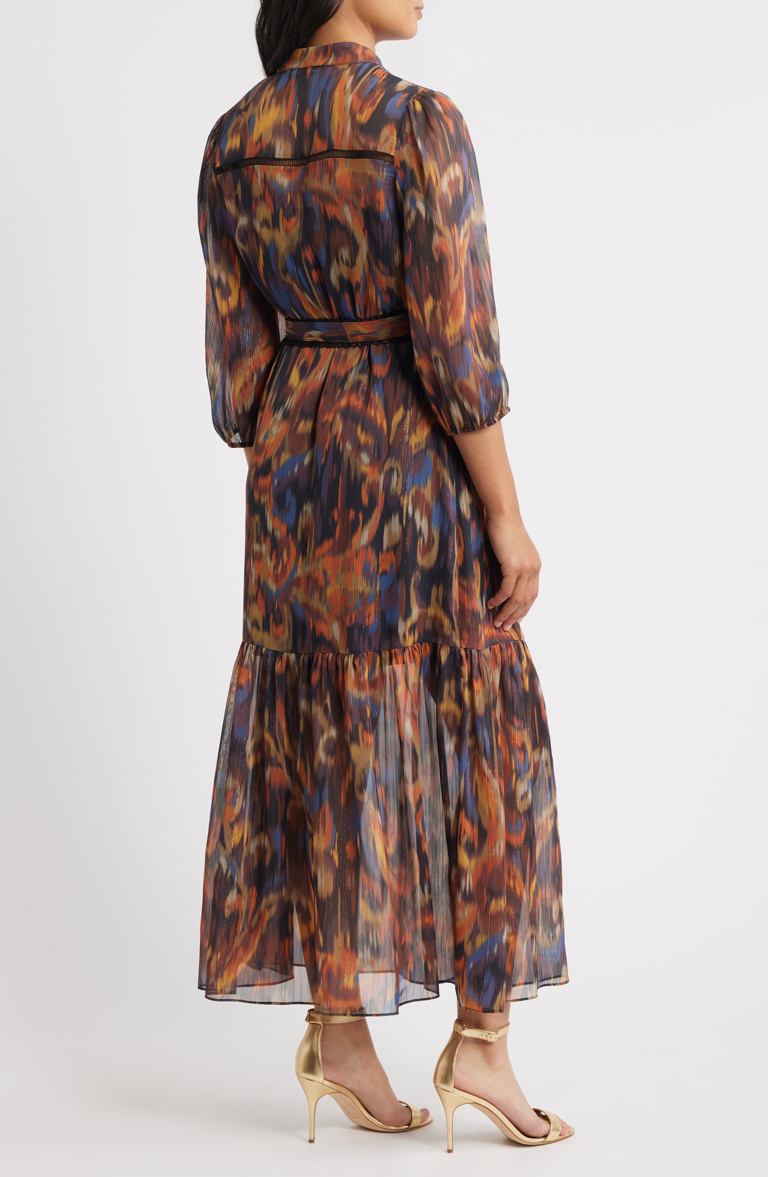 Julia Jordan Metalllic Abstract Print Maxi Dress