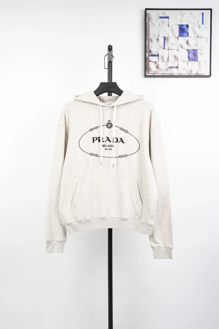 Prada Ivory Wreath Logo Hoodie product photo from LabelPicks