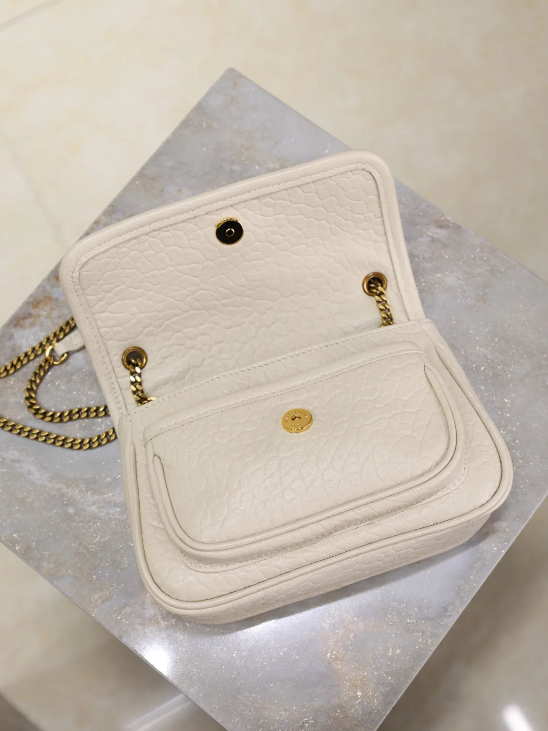 Saint Laurent White Niki Lambskin Crossbody Bag product photo from LabelPicks