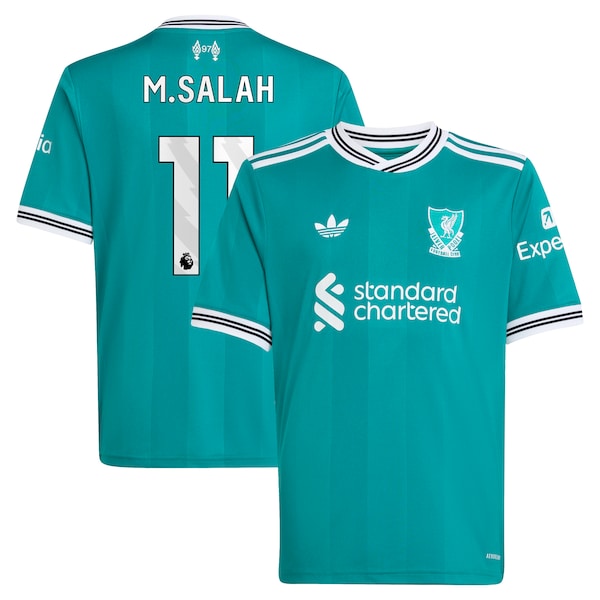 Mohamed Salah Liverpool adidas Youth 2025/26 Third Replica Player Jersey - Green/Red
