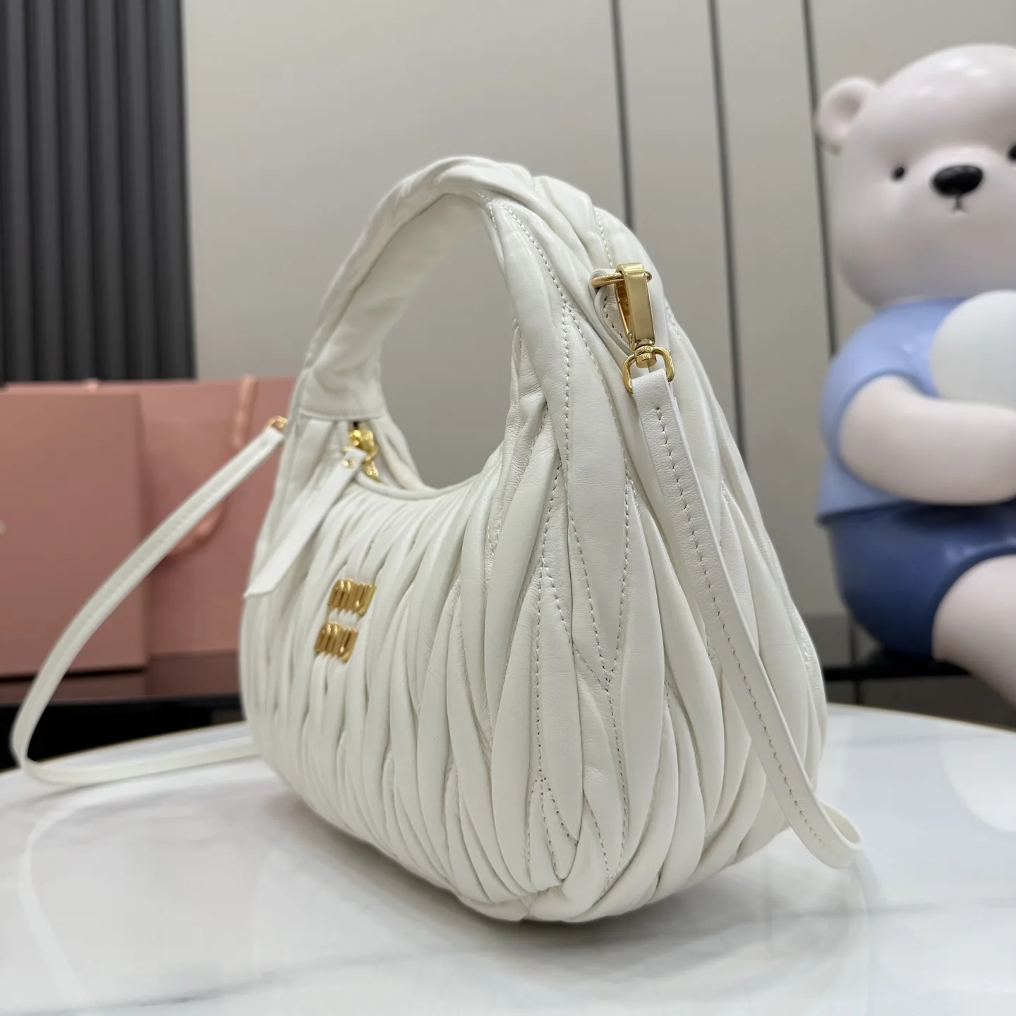 Miu Miu Matelasse White Lambskin Shoulder Bag product photo from LabelPicks