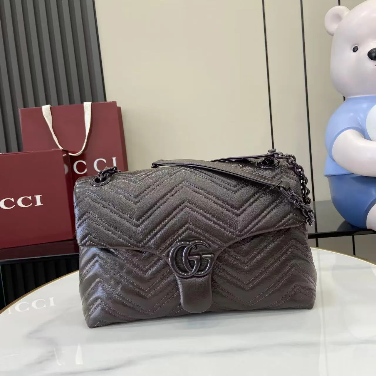Gucci Marmont Brown GG Supreme Canvas Shoulder Bag product photo from LabelPicks