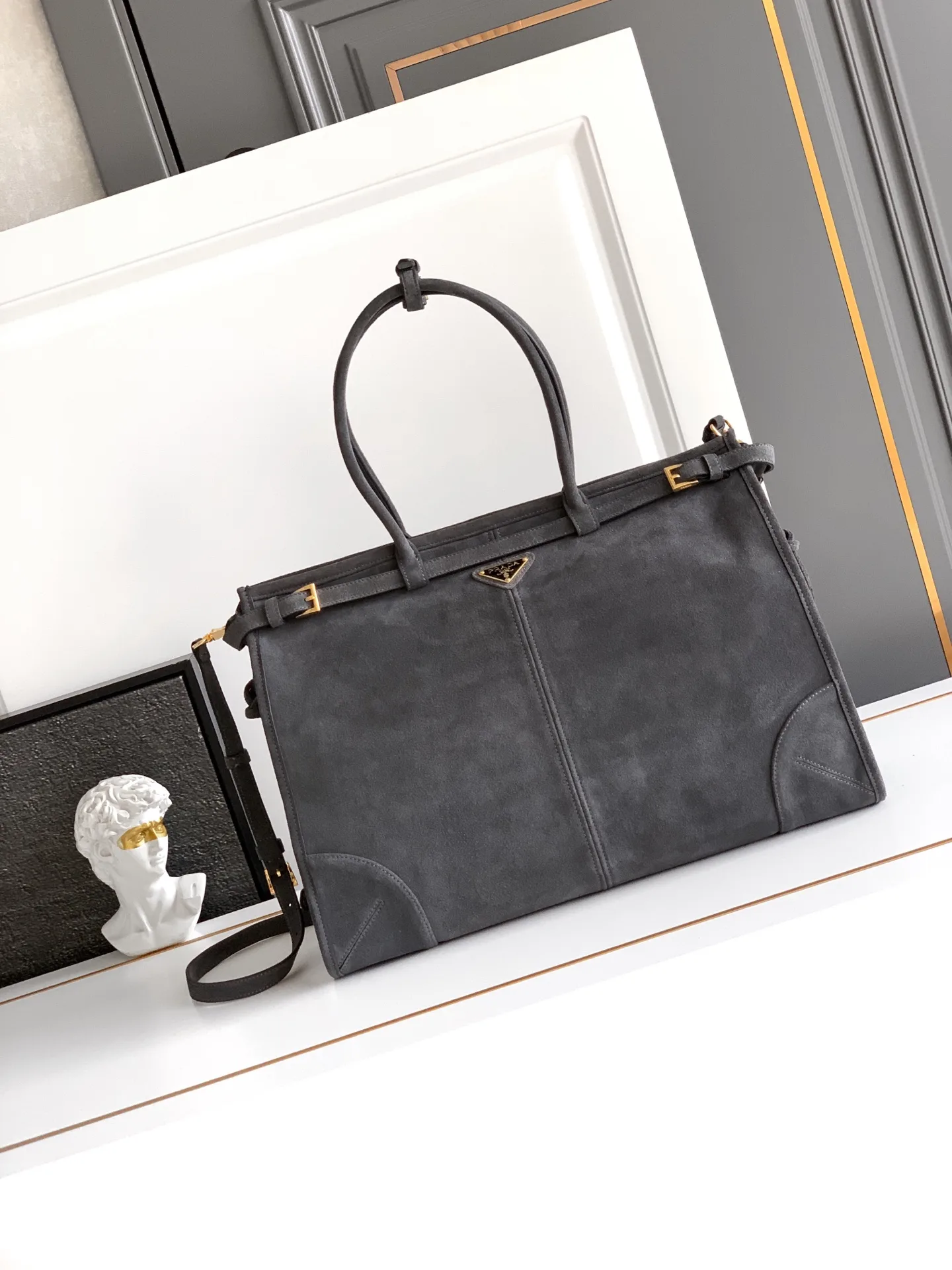 Prada Grey Calfskin Top Handle Bag product photo from LabelPicks