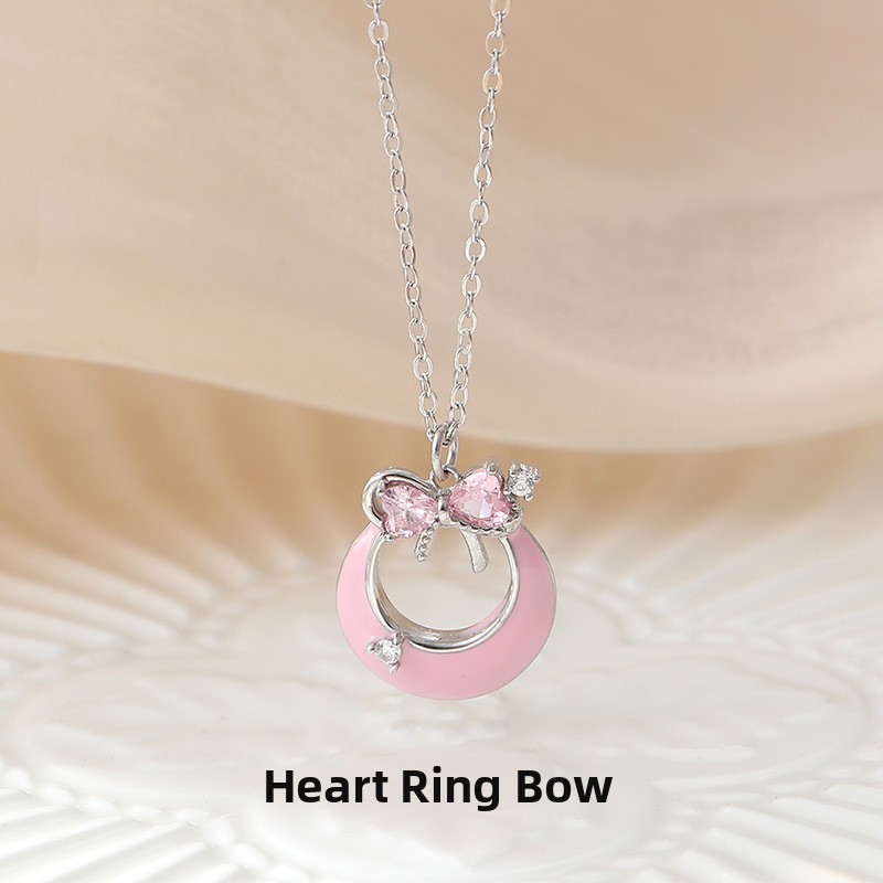Original design: a butterfly-knot necklace for women, featuring a Korean-style, cute, and unique design, perfect for a youthful and romantic look, with a resin pendant