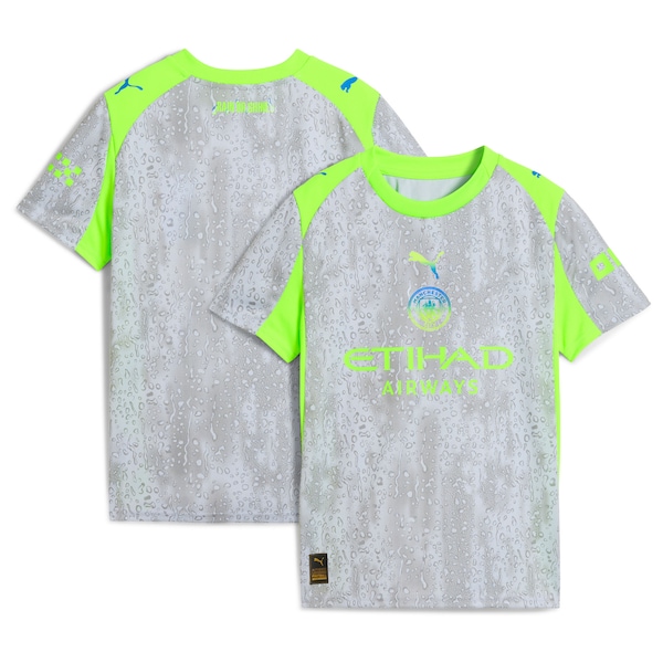 Manchester City Puma Youth 2025/26 Third Replica Jersey - Green/Neon Green/Light Blue/Black