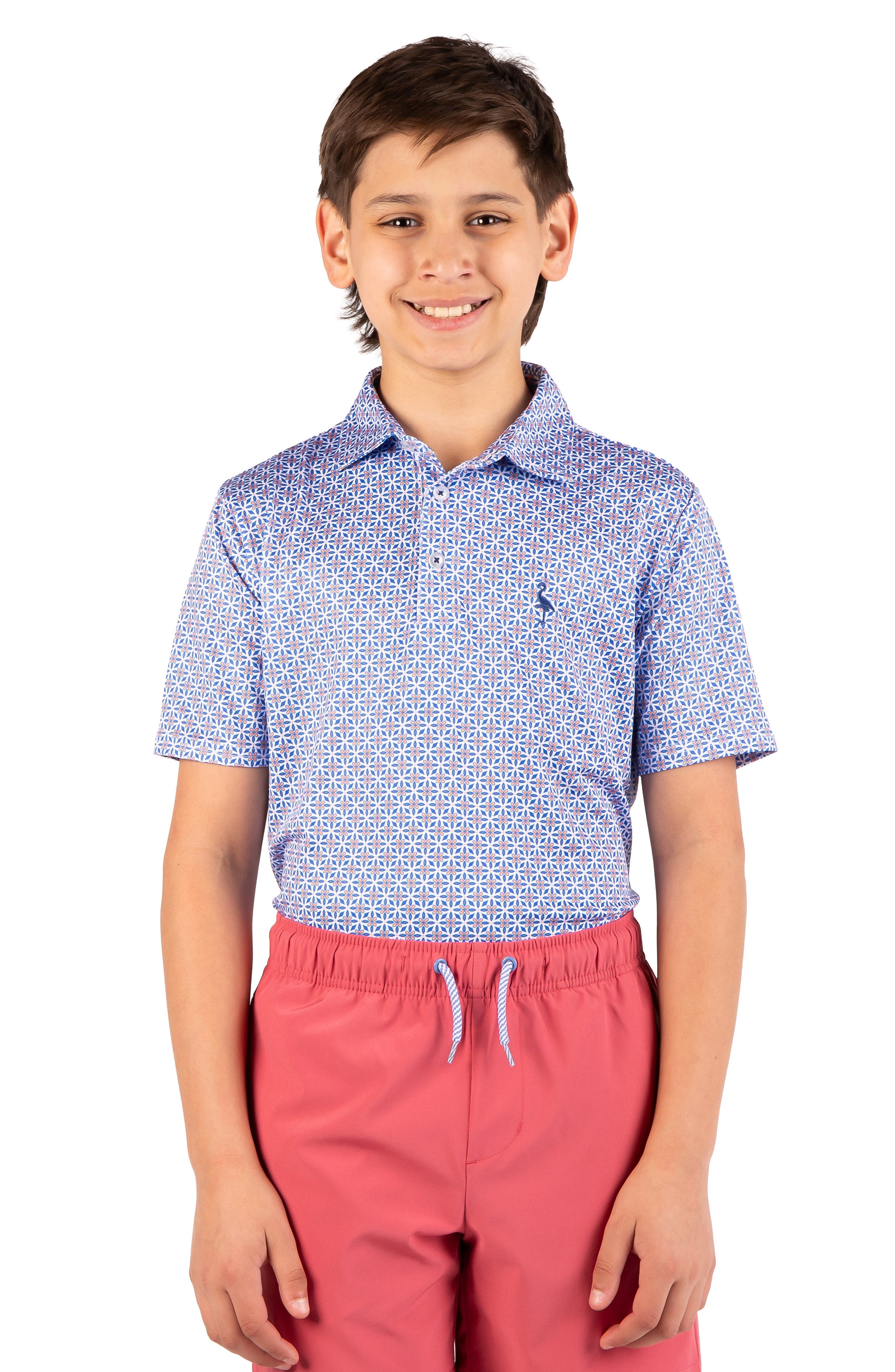 TailorByrd Kids' Geometric Floral Knit Polo