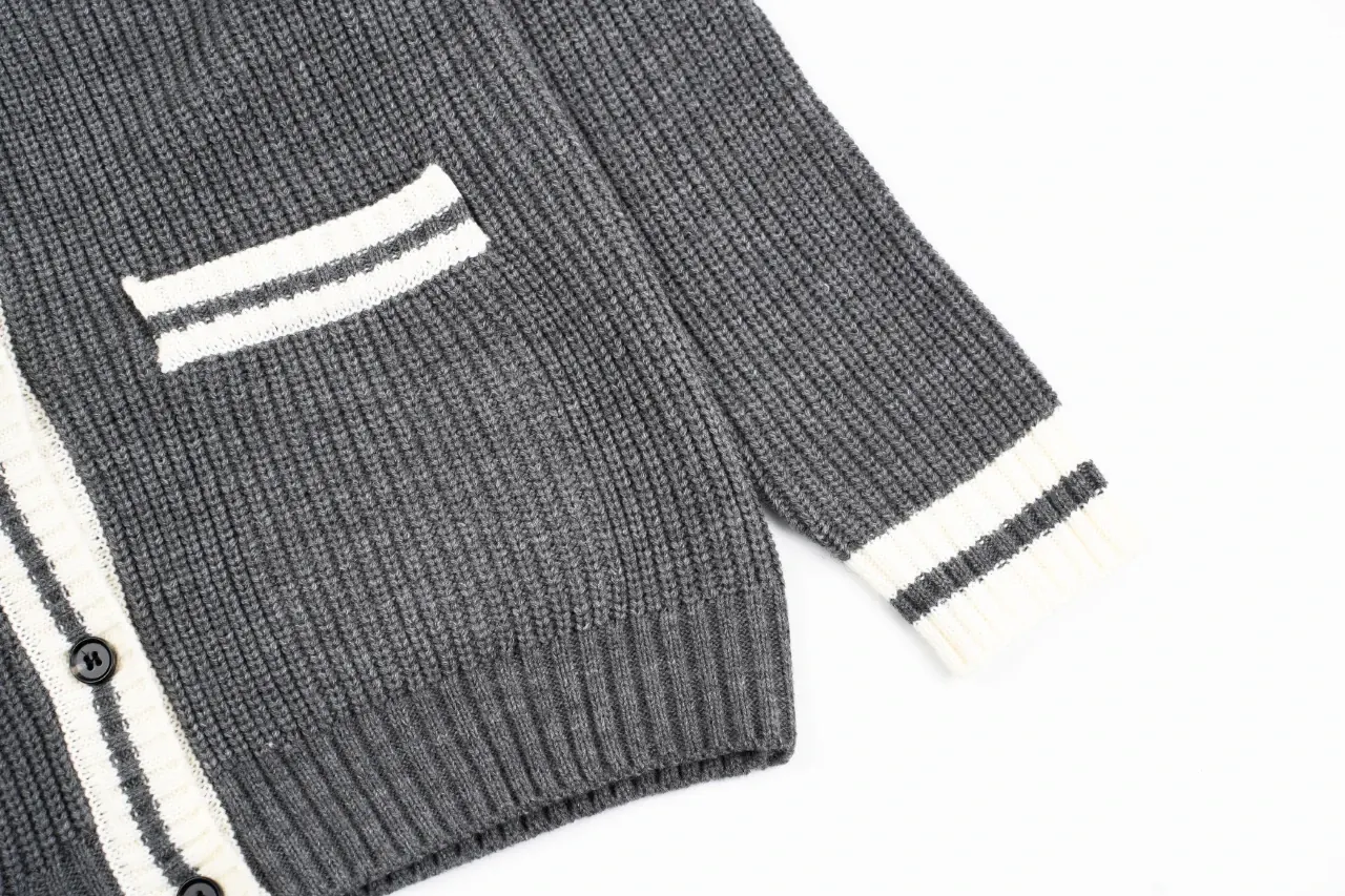 Miu Miu Grey White Trim Logo Knit Cardigan Jacket product photo from LabelPicks
