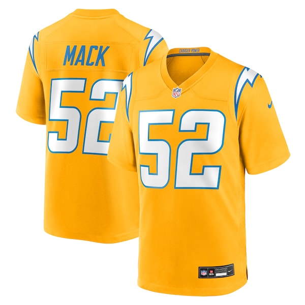 Khalil Mack Los Angeles Chargers Nike Alternate Charger Power Game Player Jersey - Gold/Navy