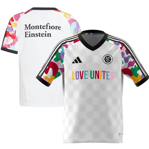 New York City FC adidas Youth 2024 Pride Pre-Match Top - White