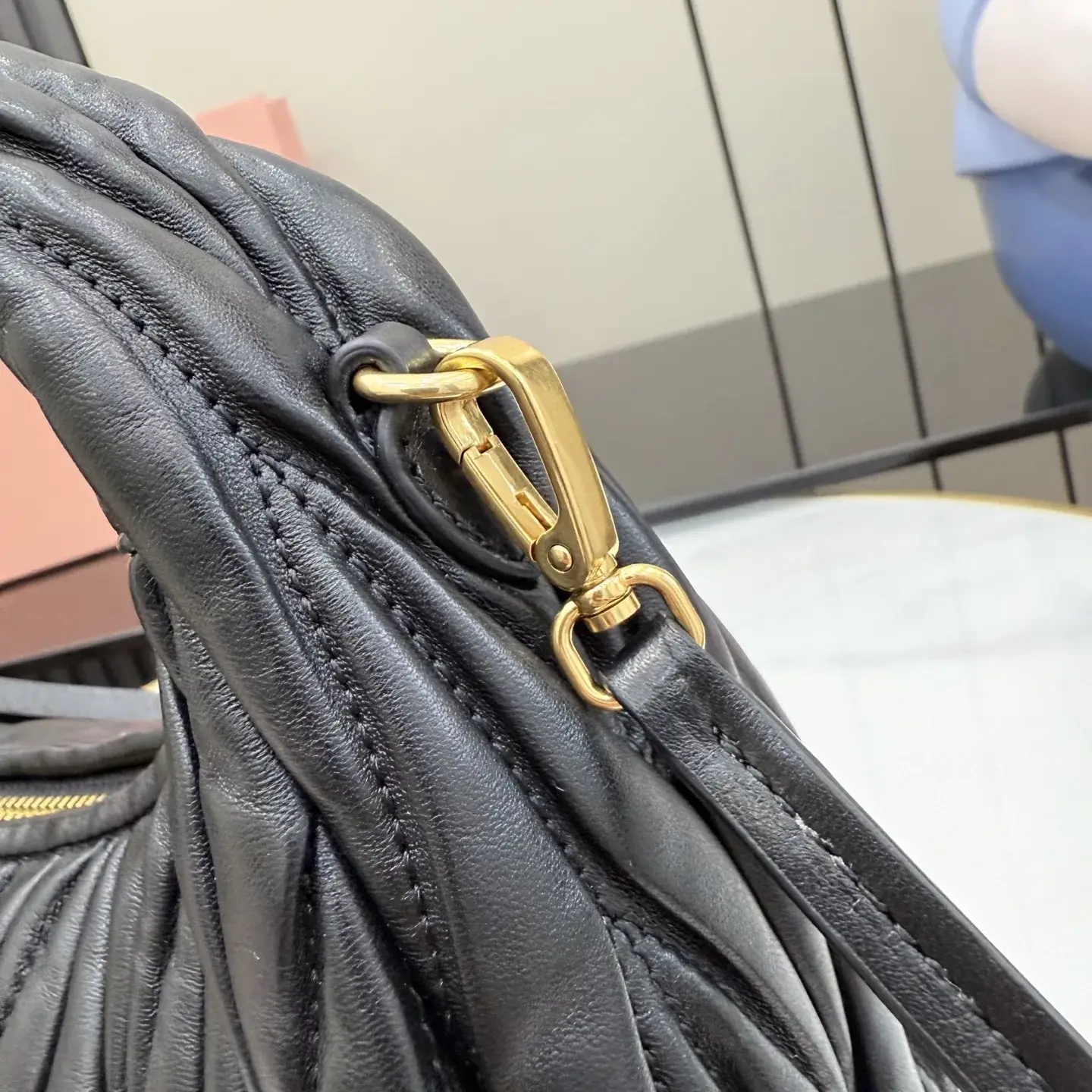 Miu Miu Matelasse Black Lambskin Hobo Bag product photo from LabelPicks