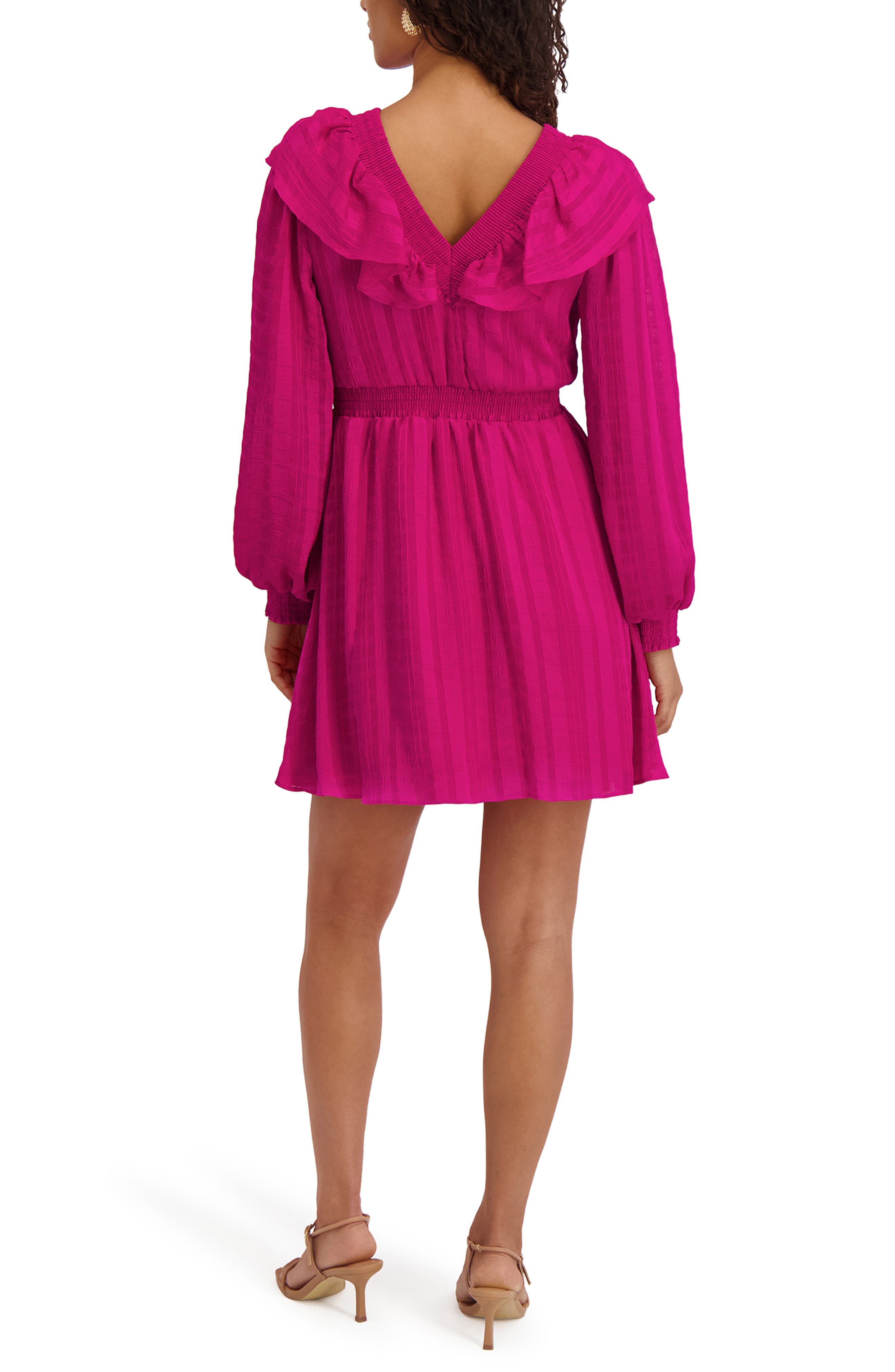 Kensie Ruffle Trim Long Sleeve Minidress