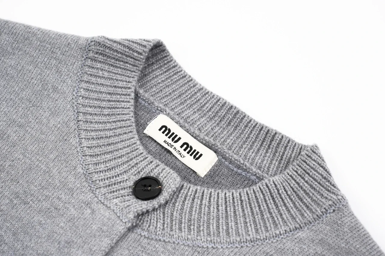 Miu Miu Muted Grey Logo Knit Jacket product photo from LabelPicks