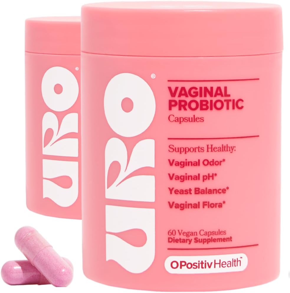 O Positiv URO Vaginal Probiotics for Women pH Balance with Prebiotics & Lactobacillus Probiotic Blend - Vaginal Health Supplement - Promotes Healthy Vaginal Odor & Vaginal Flora, 60 Count (Pack of 2)