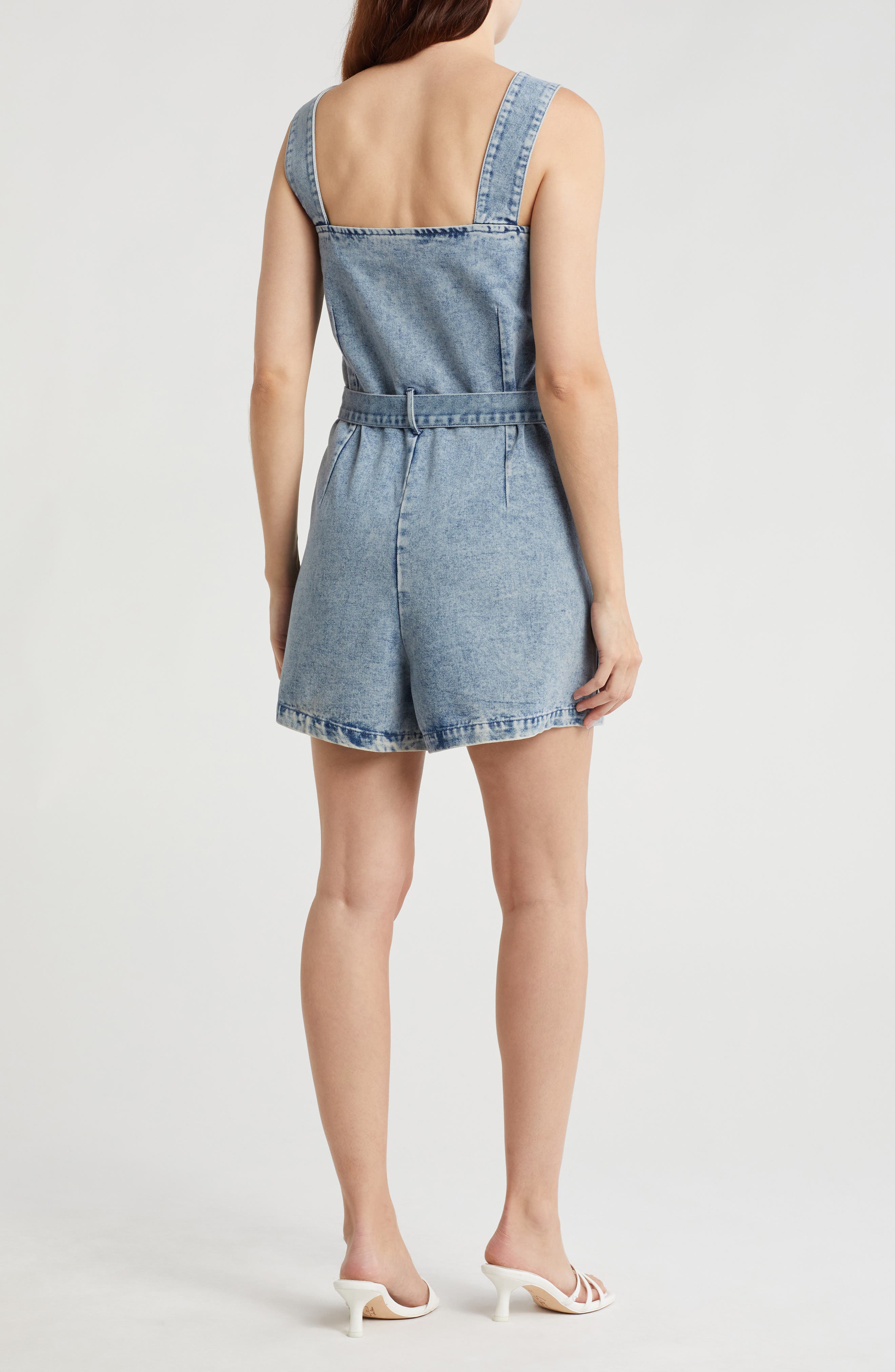 Vigoss Belted Denim Romper