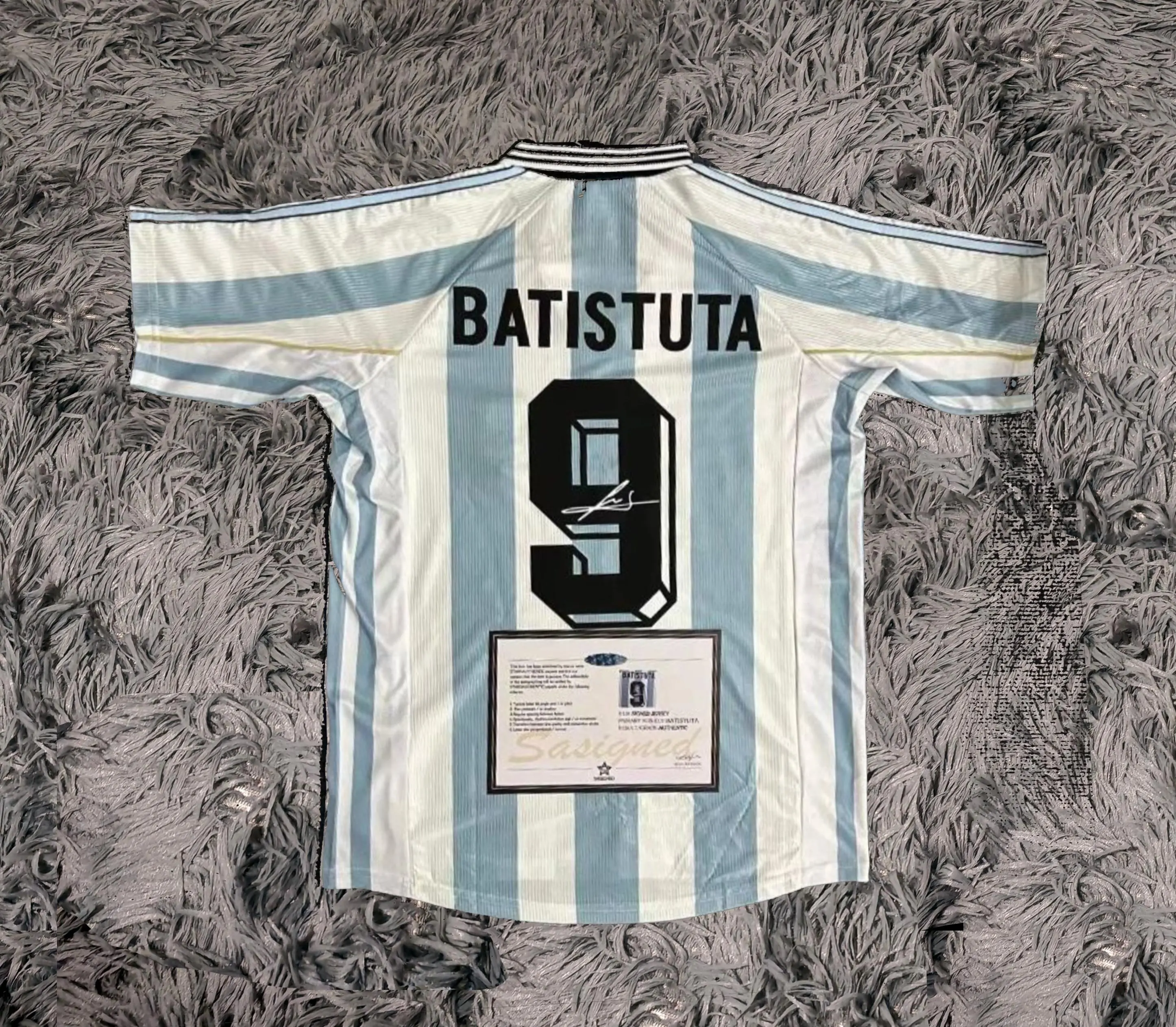 Gabriel Batistuta SIGNED Argentina 1998 Home Jersey/Shirt - COA - 97/98 Retro