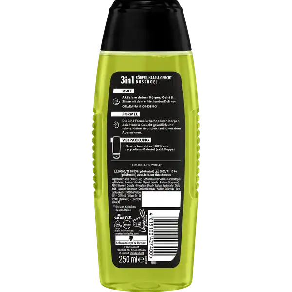 3in1 Körper, Haar & Gesicht Duschgel Sport Energy Boost
