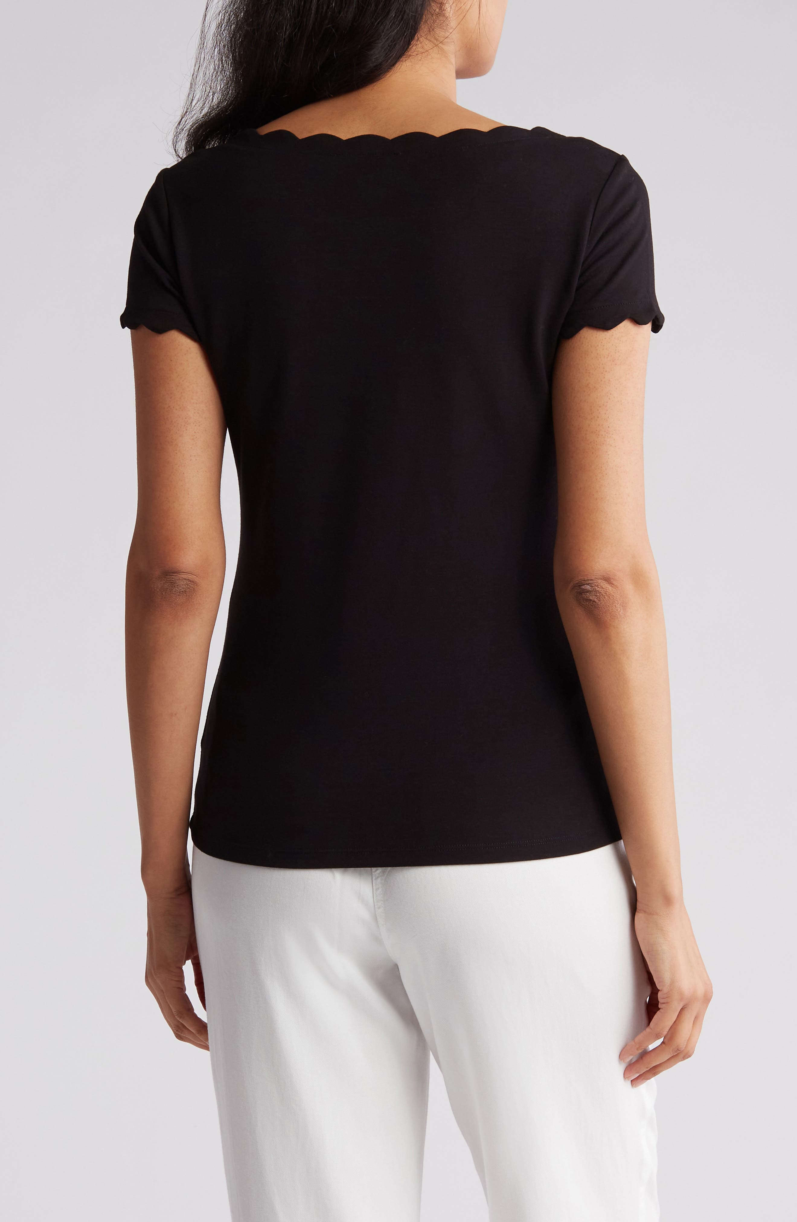 T Tahari Scalloped Knit T-Shirt