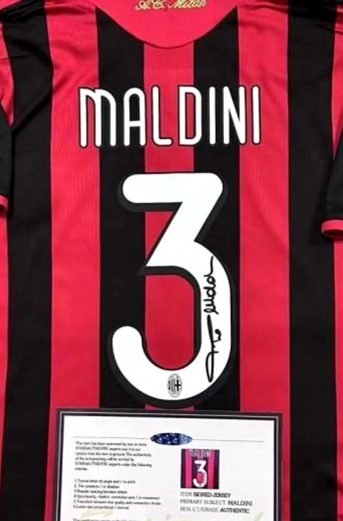 Paolo Maldini SIGNED AC Milan Jersey 2010 Final Home Shirt Jersey - COA Retro