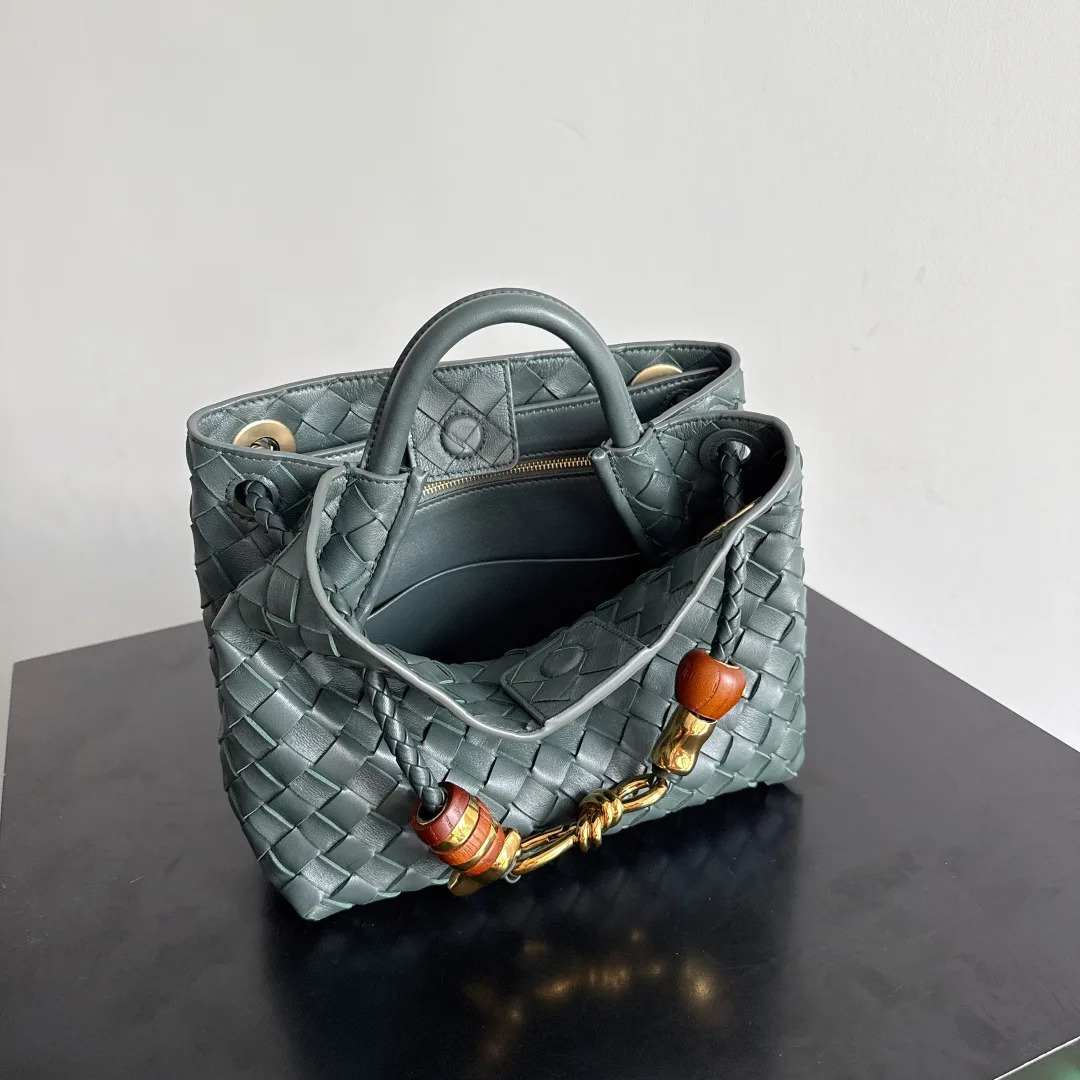 Bottega Veneta Andiamo Green Intrecciato Woven Leather Top Handle Bag product photo from LabelPicks