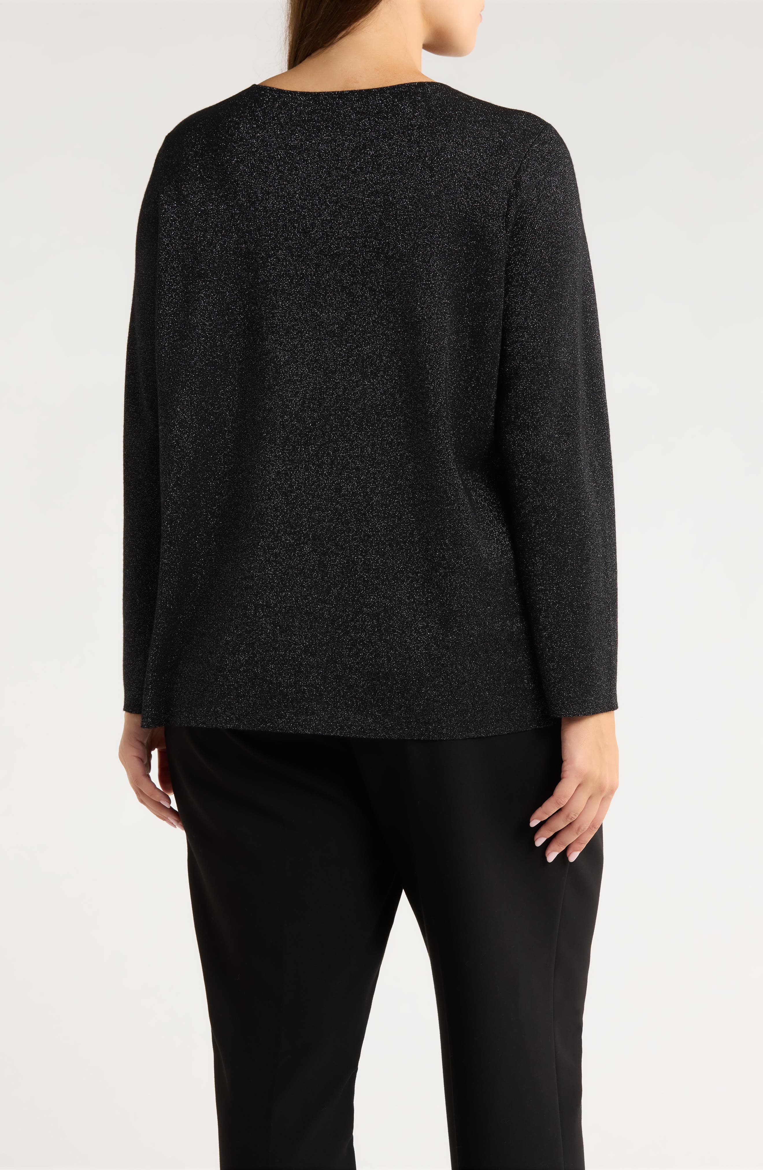 Eileen Fisher Metallic Shimmer Wool Blend Sweater
