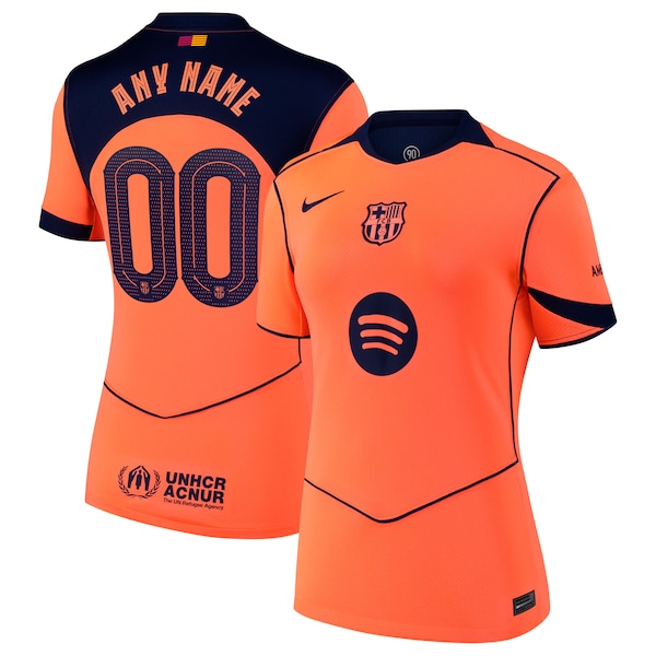 Barcelona Nike Women's 2025/26 Third Replica Custom Jersey - Orange/Gold/Blue