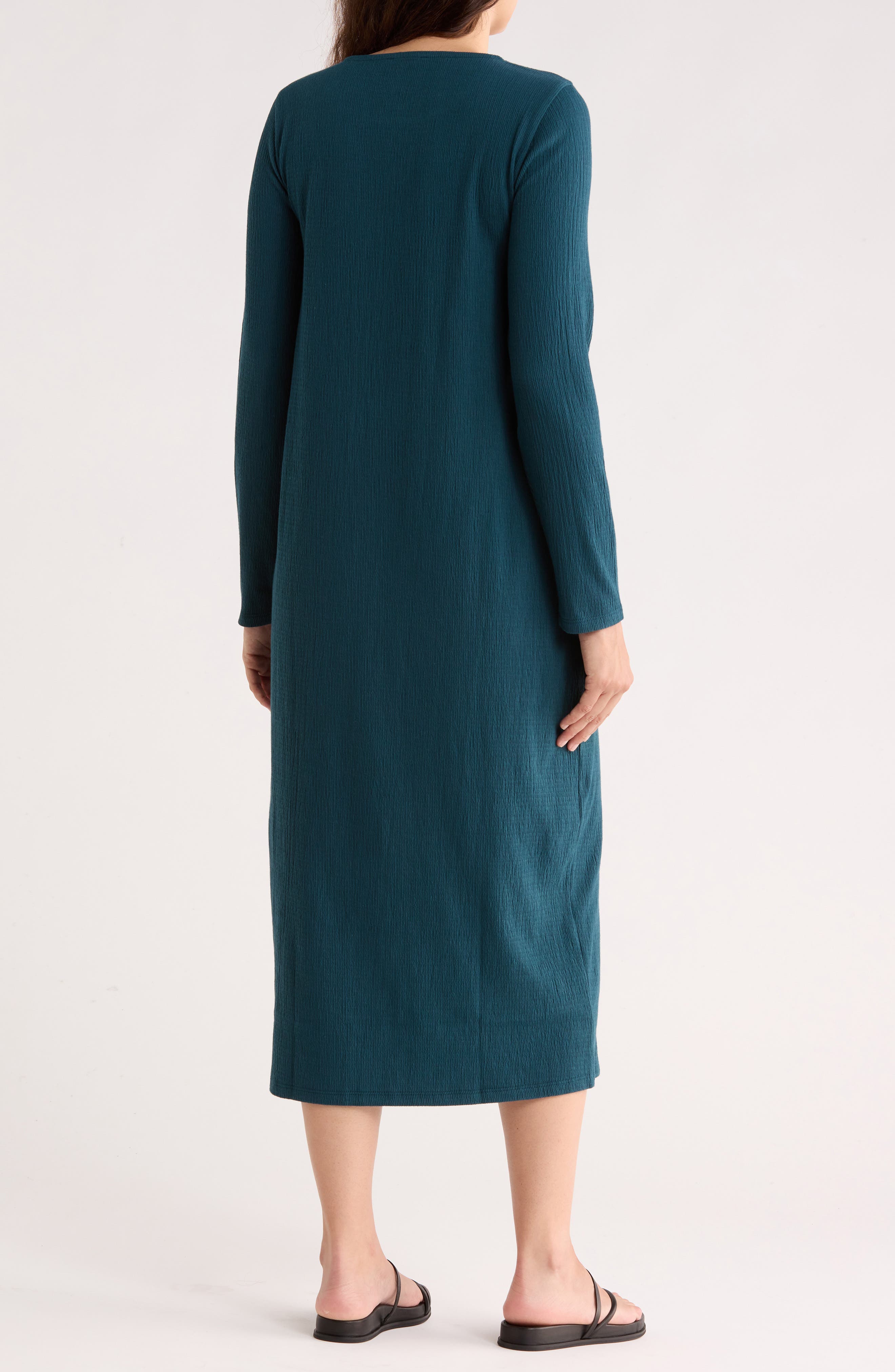 Eileen Fisher Long Sleeve Cotton Blend Jersey Dress