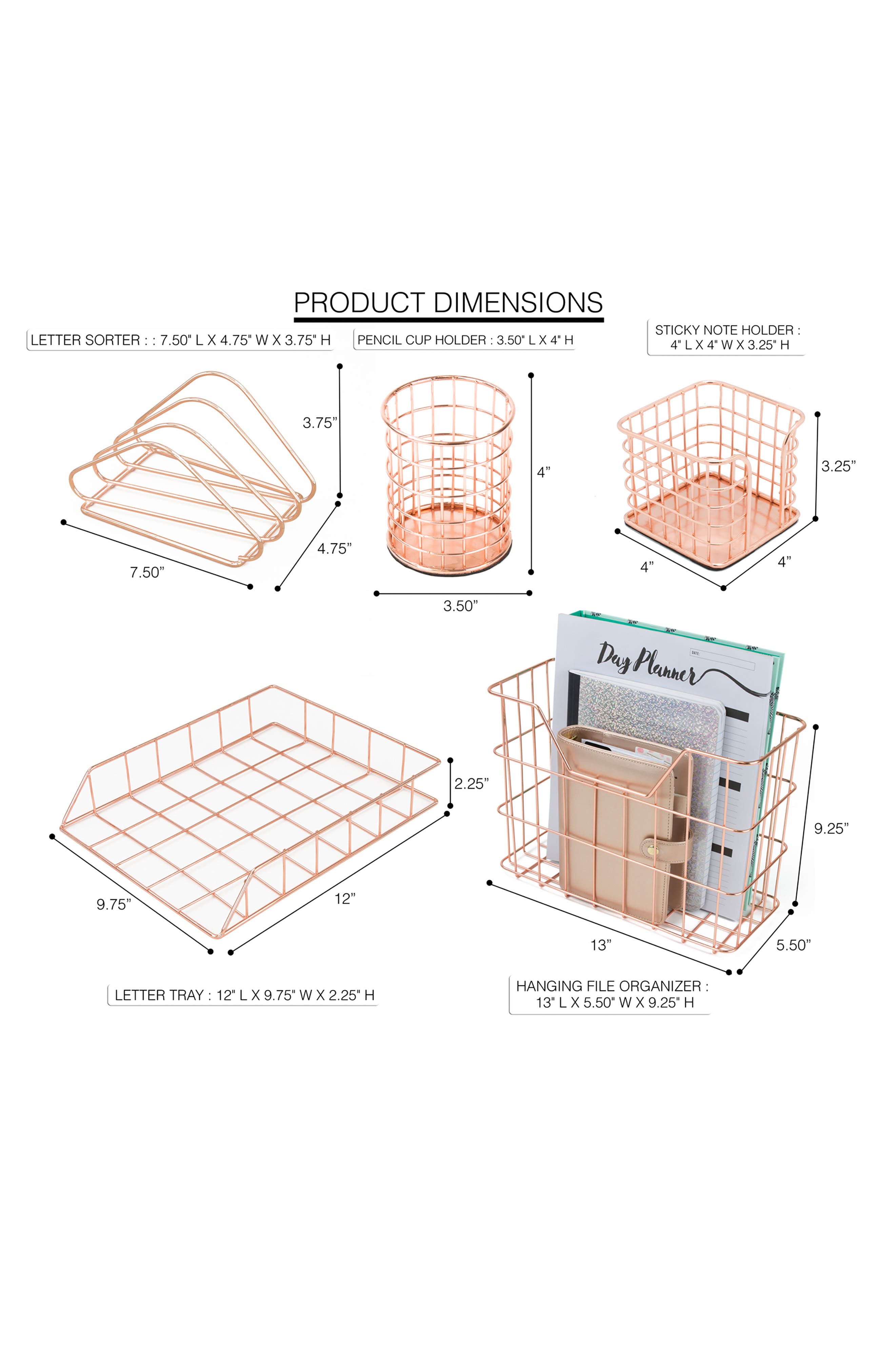 SORBUS Copper Wire Metal Desk Organizer 5-Piece Set