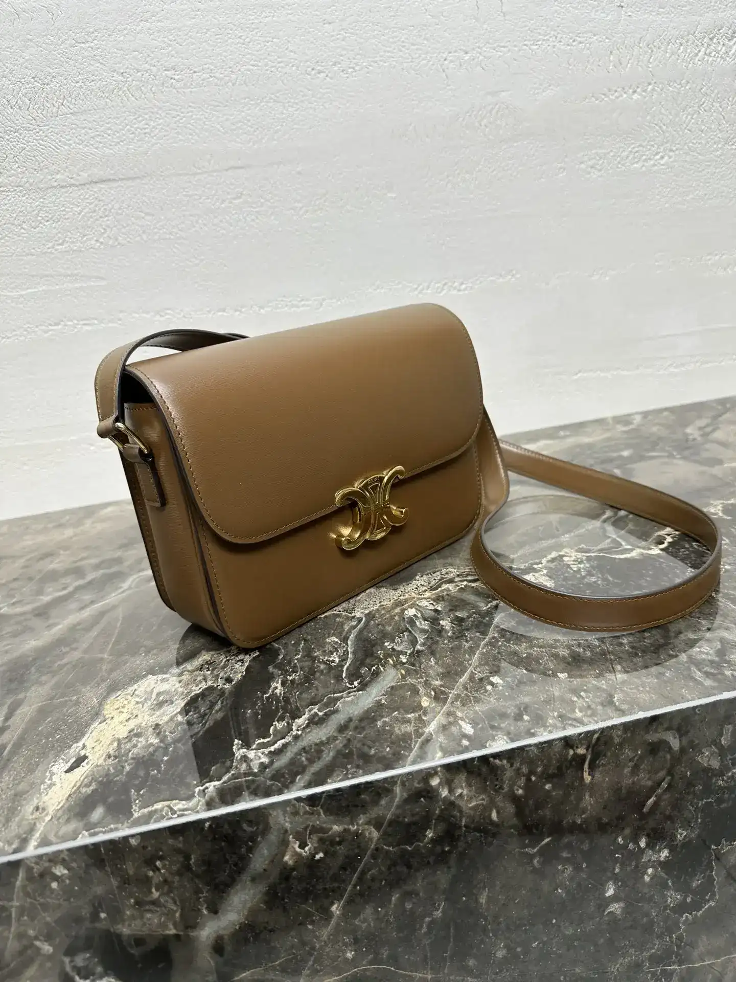 Celine Triomphe Gold Lambskin Crossbody Bag product photo from LabelPicks