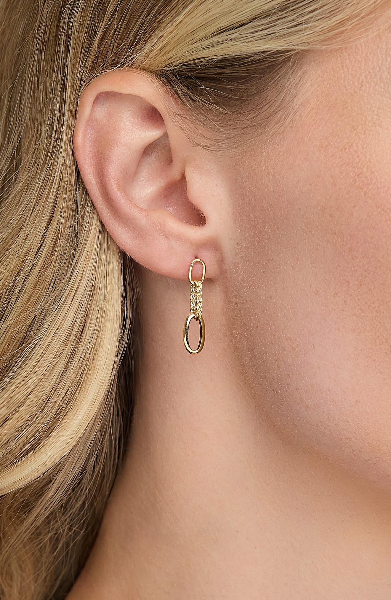 Bony Levy 14K Yellow Gold Oval Link Linear Drop Earrings