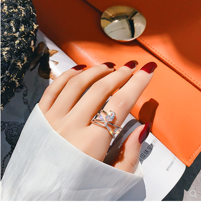 Ring simple cool wind open index finger tail ring adjustable personality fashion ring woman