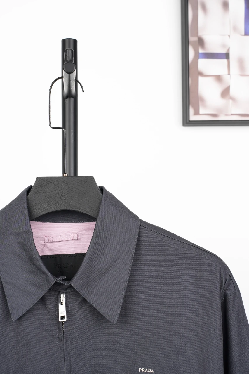 Prada Charcoal Zip Jacket with Pink Lining product photo from LabelPicks