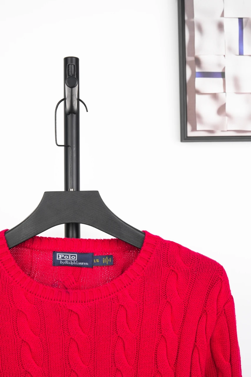 Ralph Lauren Red Pony Embroidered Cable Knit Crewneck Sweater product photo from LabelPicks