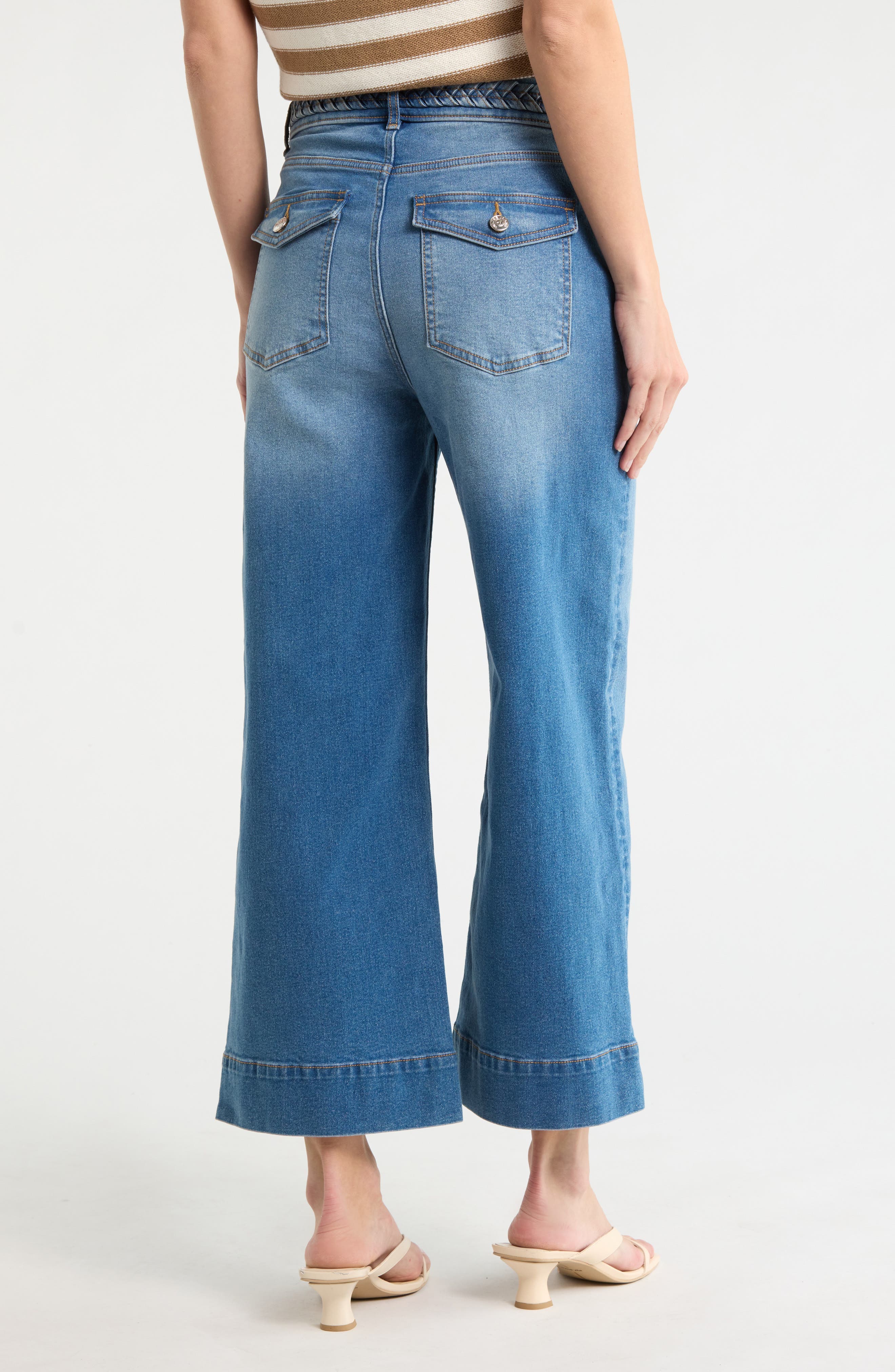 Vigoss Dylan Braid Waist Wide Leg Jeans