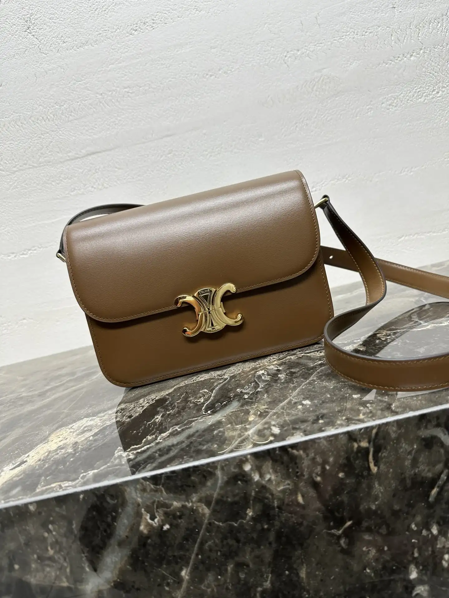 Celine Triomphe Gold Lambskin Crossbody Bag product photo from LabelPicks