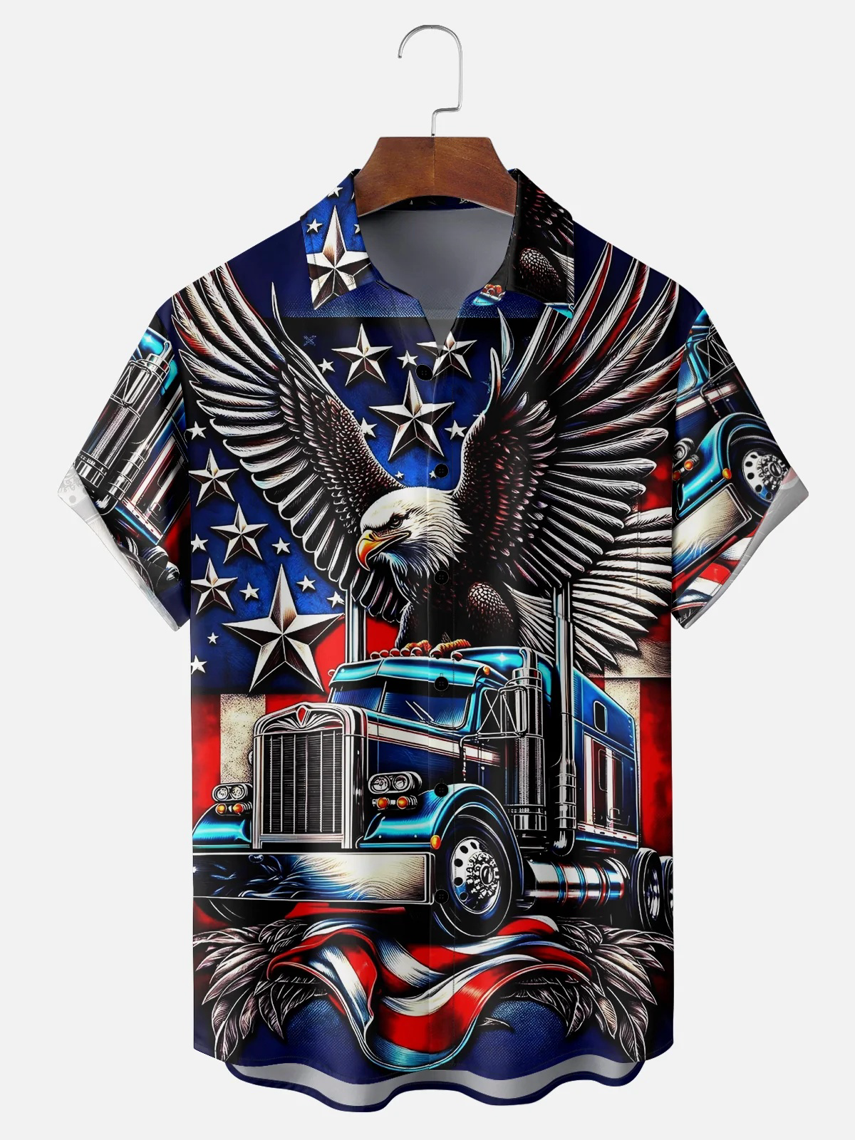 Moisture Wicking Independence Day Flag Eagle Casual Shirt