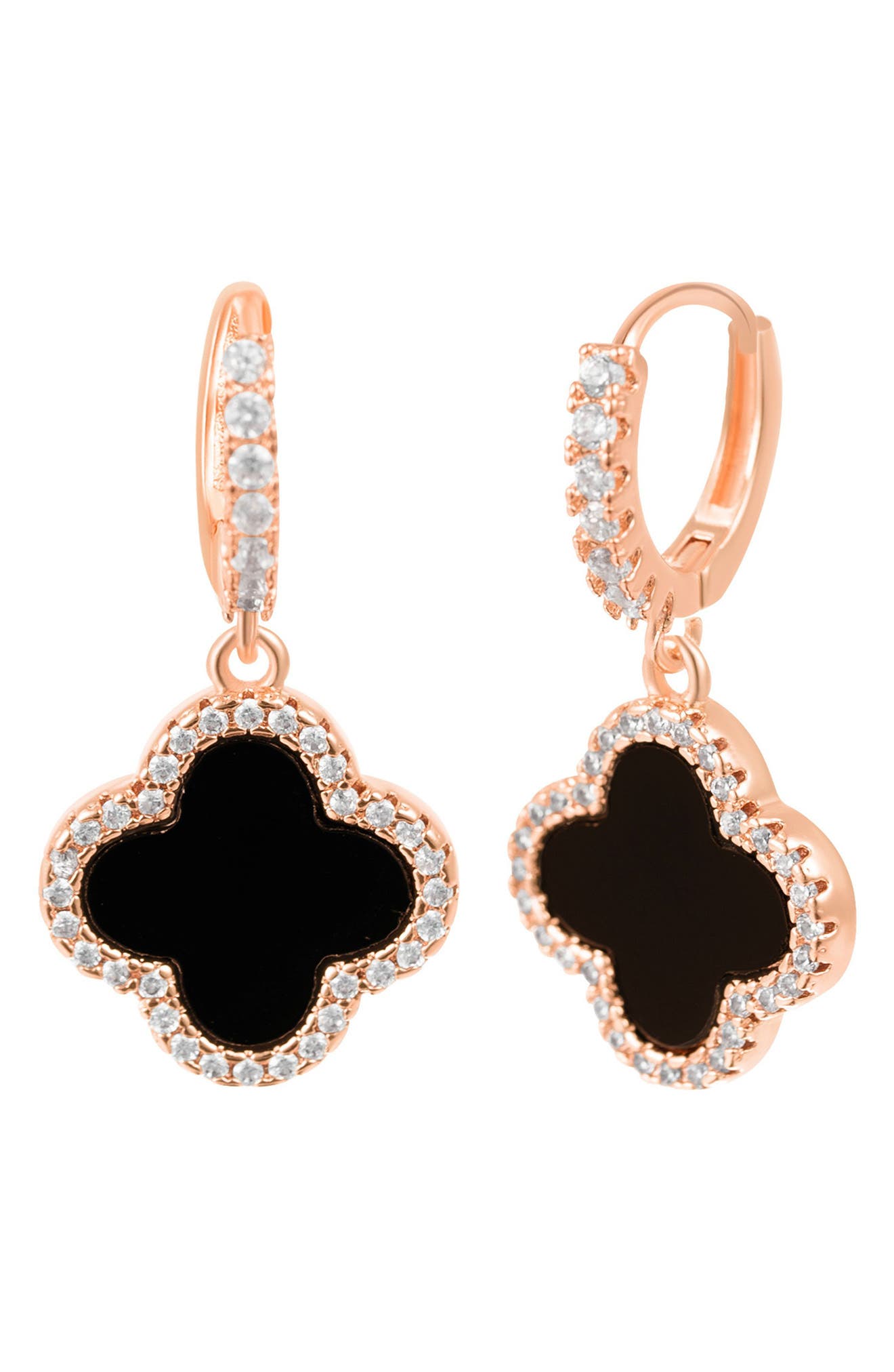 Adornia Clover Drop Huggie Hoop Earrings & Pendant Necklace Set