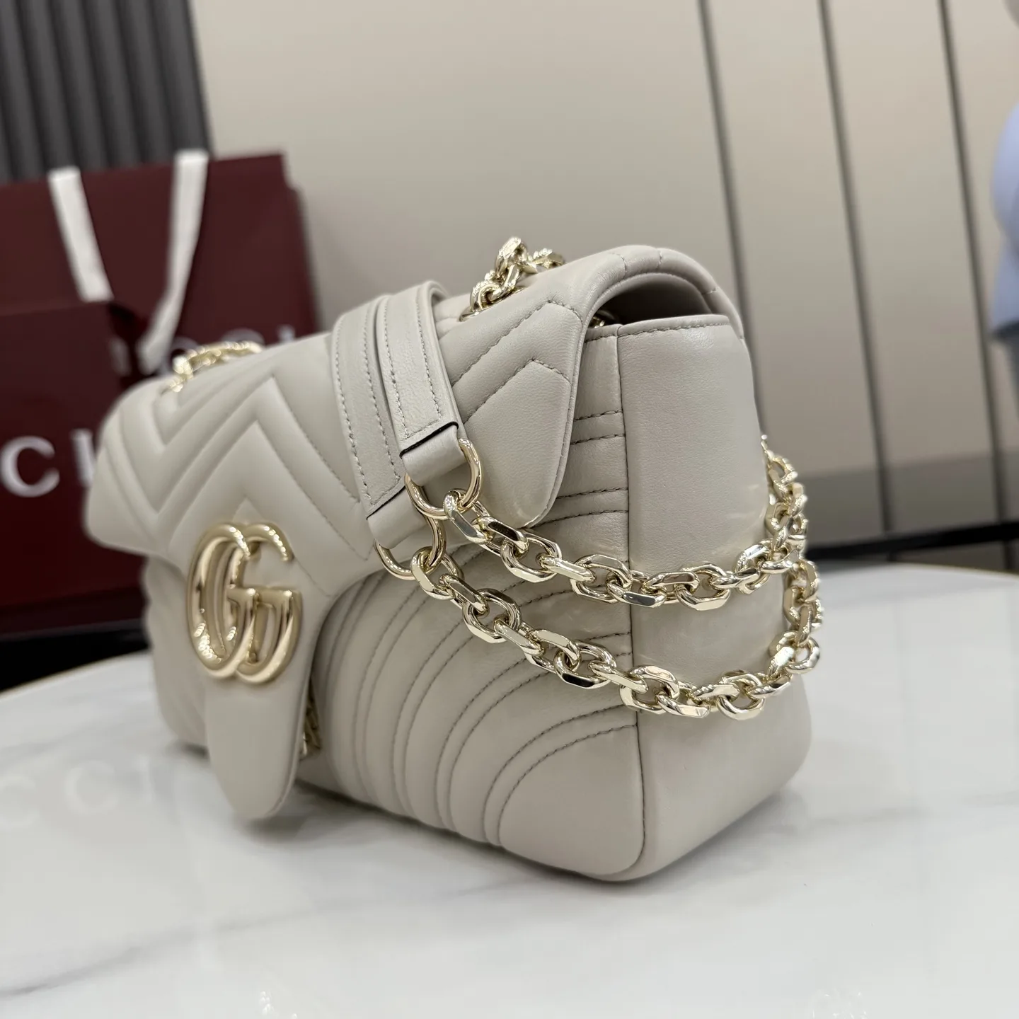 Gucci Marmont Grey GG Supreme Canvas Shoulder Bag product photo from LabelPicks
