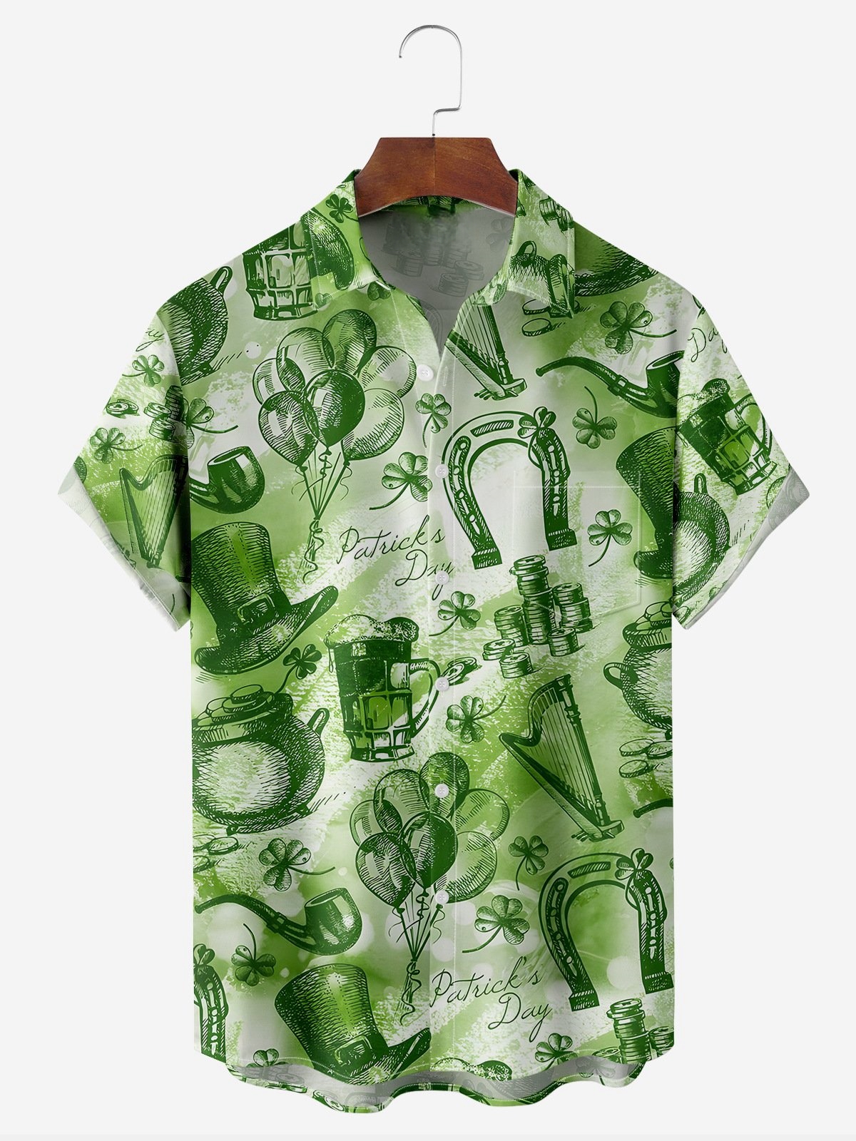 St. Patrick Chest Pocket Short Sleeve Casual Shirt