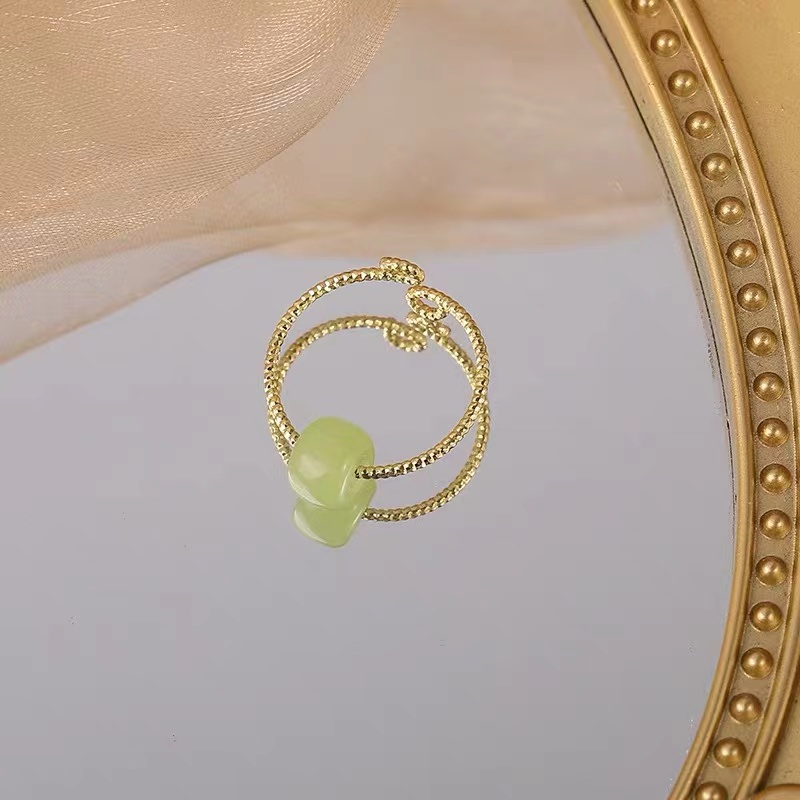Wada Jade Ring Transfer Pearl Tail Ring Light Luxury Forefinger Vintage Style