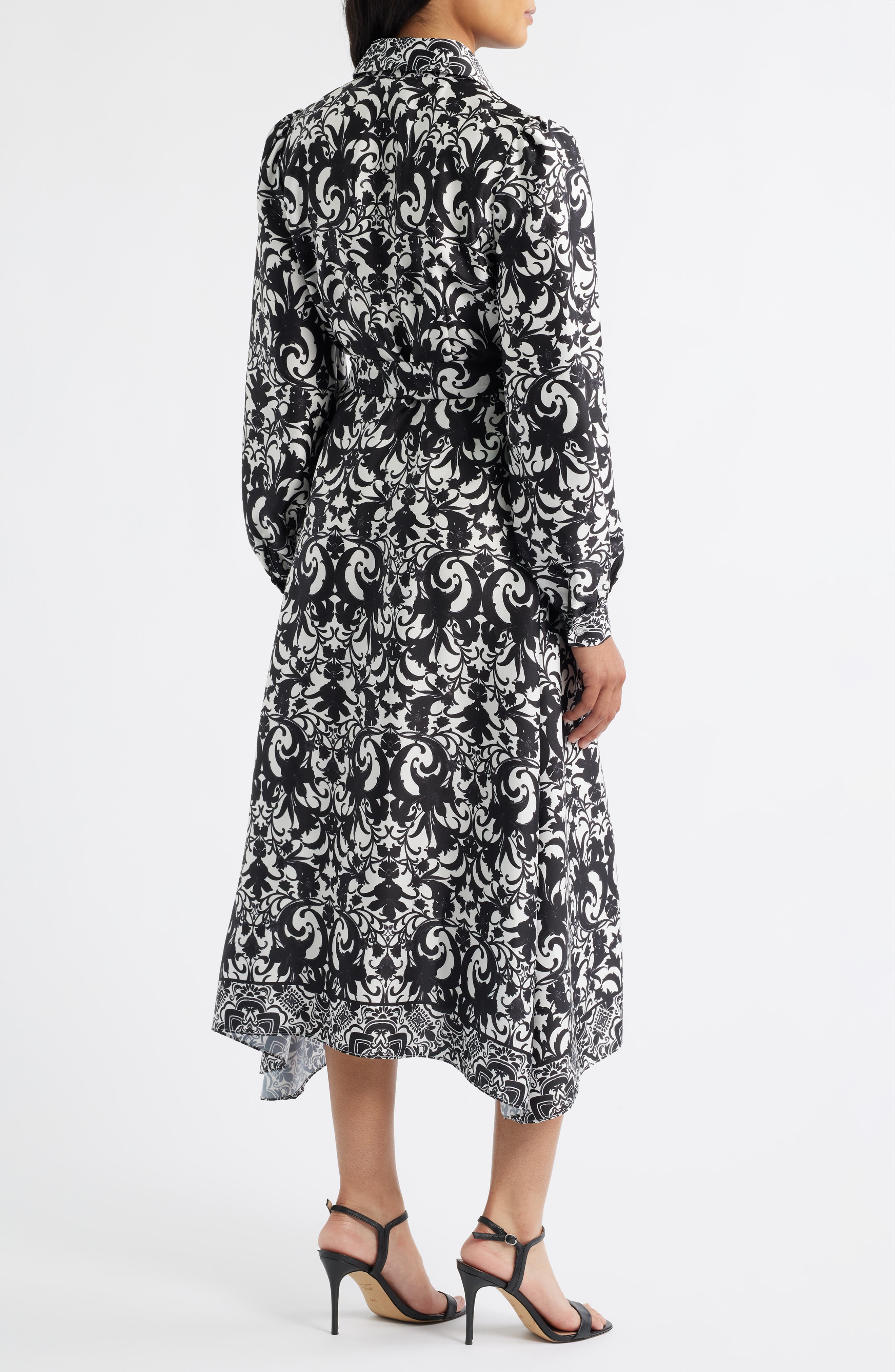 Julia Jordan Scroll Print Long Sleeve Shirtdress
