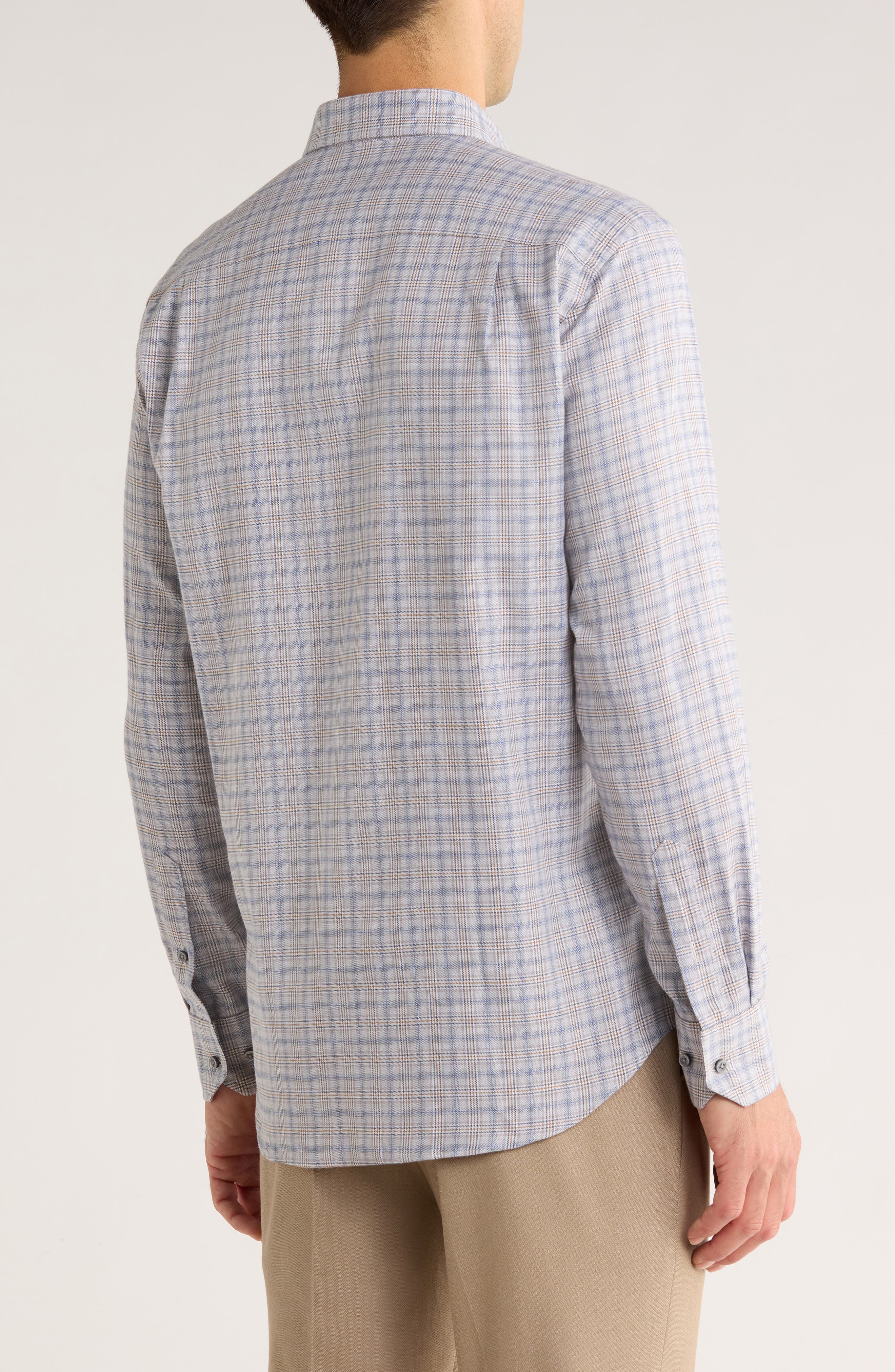 David Donahue Twill Check Print Sport Shirt
