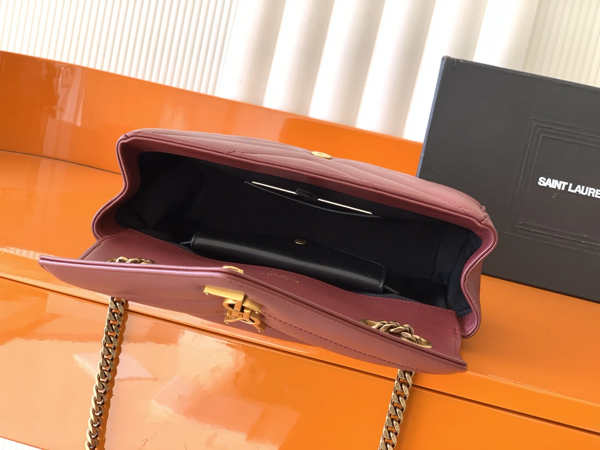 Saint Laurent Burgundy Loulou Lambskin Shoulder Bag product photo from LabelPicks
