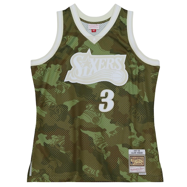 Allen Iverson Philadelphia 76ers Hardwood Classics 1997/98 Ghost Green Swingman Jersey - Camo